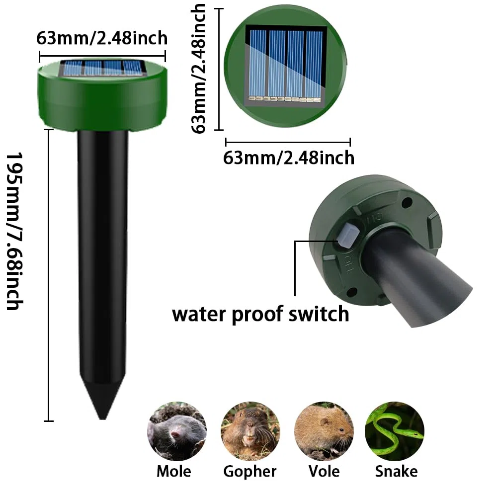 4X Ahuyentador de Topos,Ahuyentador de Ratas,Repelente Ultrasónico de Ratones,Repelente Solar De,Impermeable Repelente de Topo Solar para Jardin y Cámping,Anti Topos, Serpientes - Circular