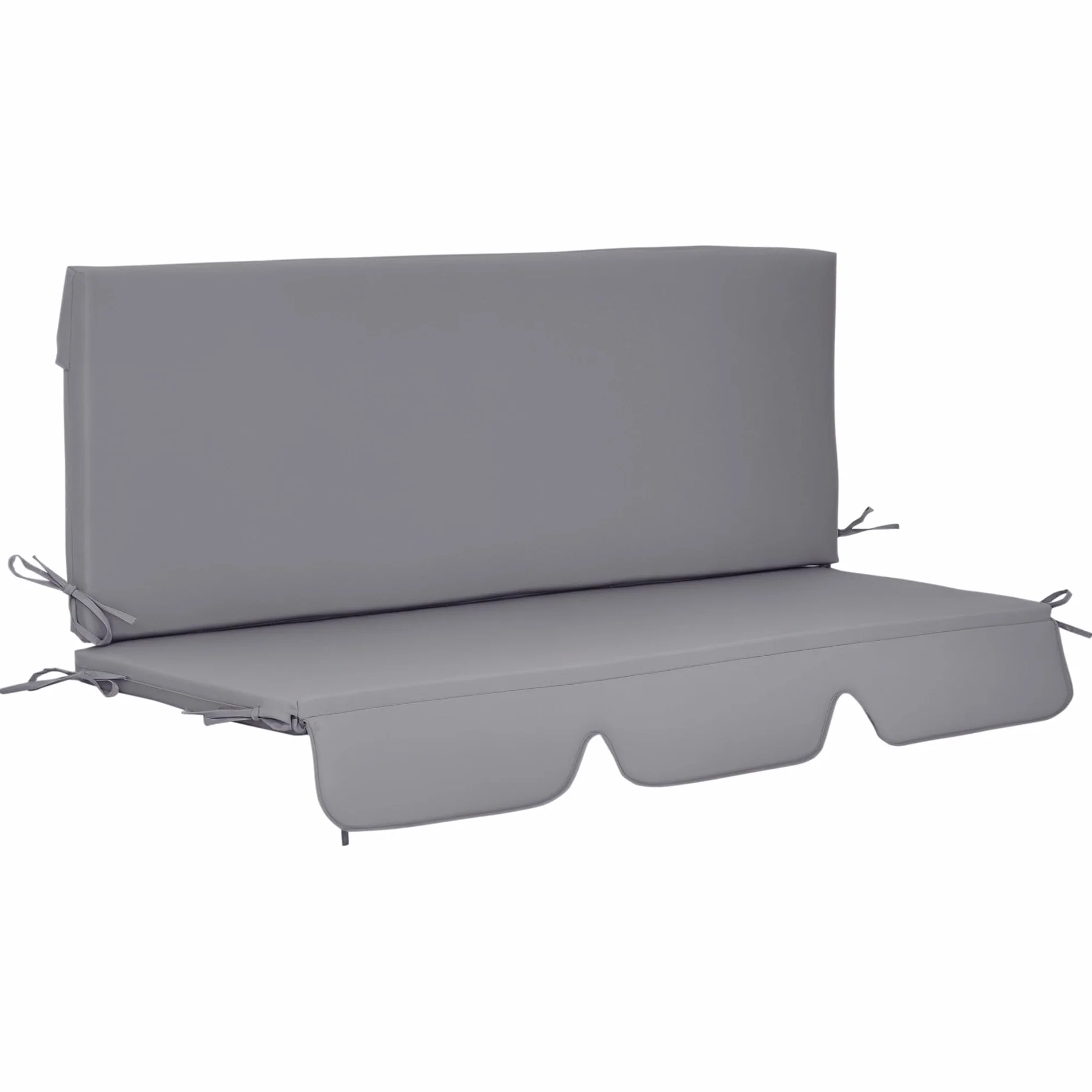 Outsunny Cojín para Columpio de 2 Piezas 130x45x5 cm Cojín para Balancín Cojín de Asiento y Respaldo Acolchado para Jardín Terraza Balcón Exterior Gris