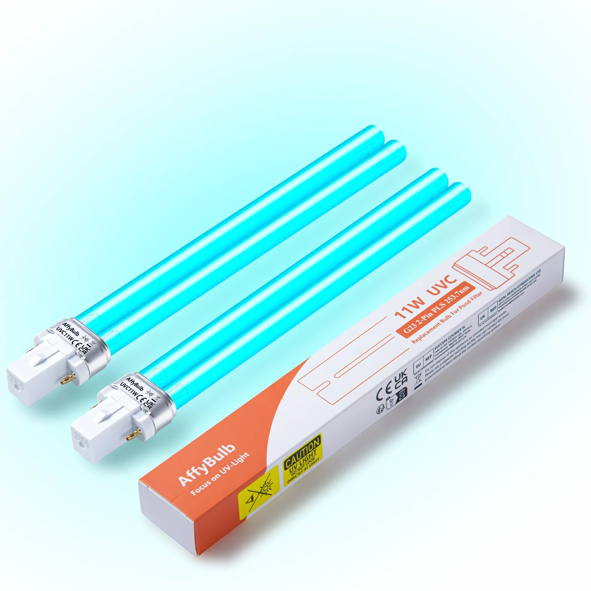 2 * 11W G23 PLS Bombilla UV de reemplazo, para máquina de filtros UVC de Estanque o clarificadores