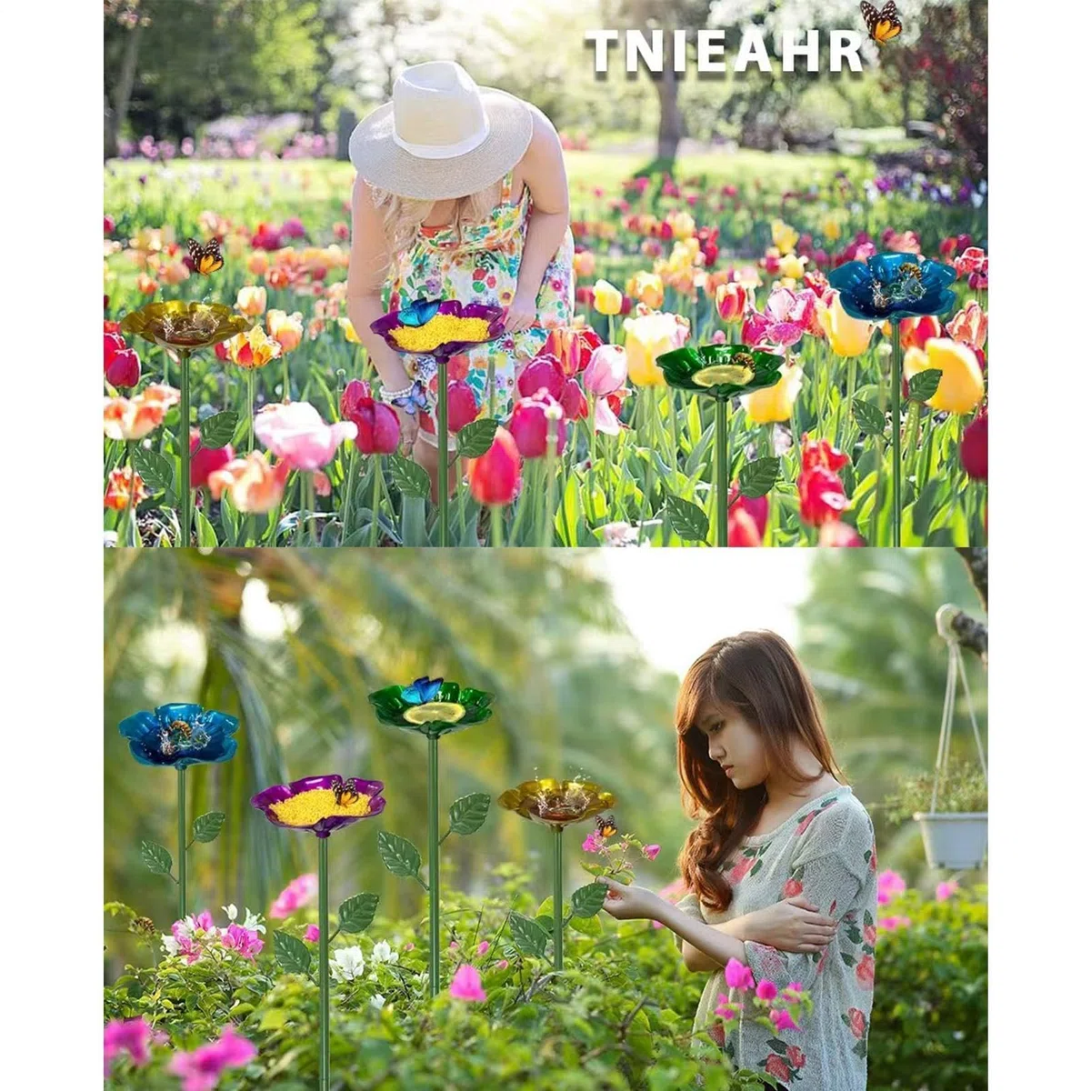 Bebedero para Abejas | Abrevadero en Forma de Flor Metálica - Juego de 4 Piezas con Bebedero y Flores | para Jardín Trasero, Granja, Patio, Césped, Balcón y Exterior