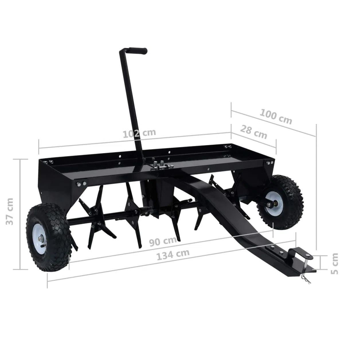 Tidyard Aireador de Césped con Rodillo para Aireación y Ventilación del Suelo - Negro, Acero, 102 cm de Ancho, 50 kg de Capacidad