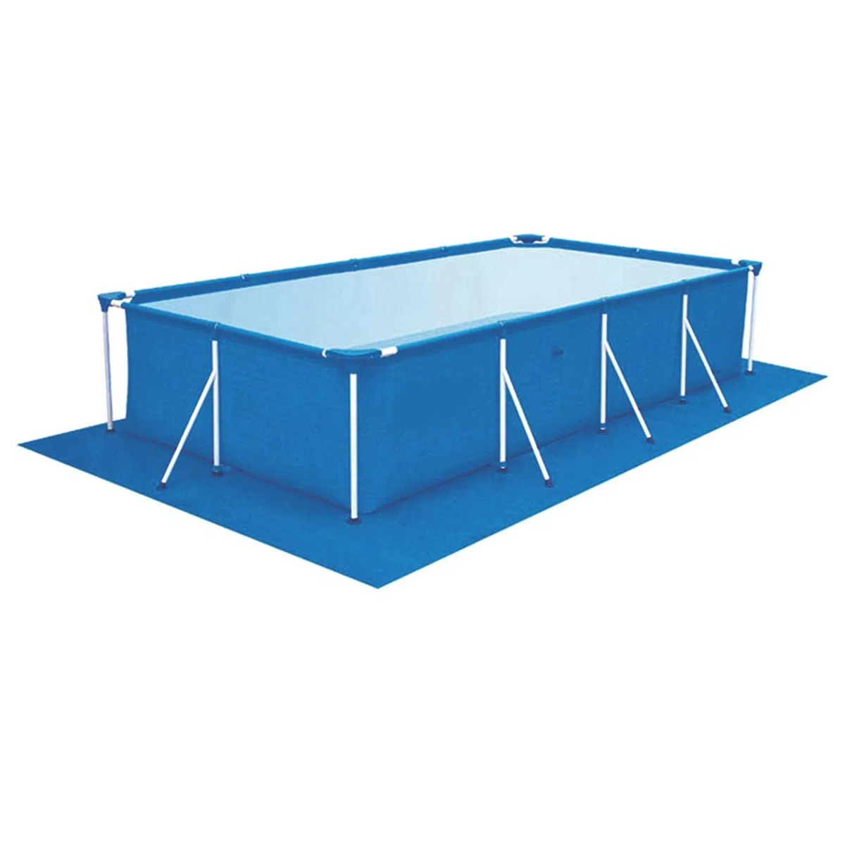 Tapiz de Suelo Protector para Piscina 2 x 3 m Rectangular de PE Resistente Color Azul Fácil de Instalar y Almacenar