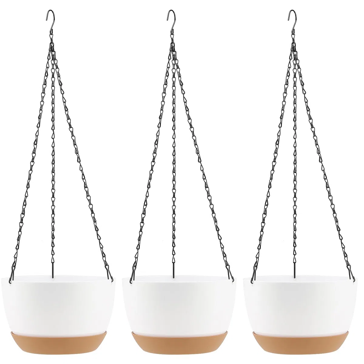 FUNSUEI 3 cestas Colgantes para Exteriores, 20,5 cm, macetas Colgantes de plástico, macetero Colgante para Plantas, para Exteriores, Interiores, Balcones, jardín, casa