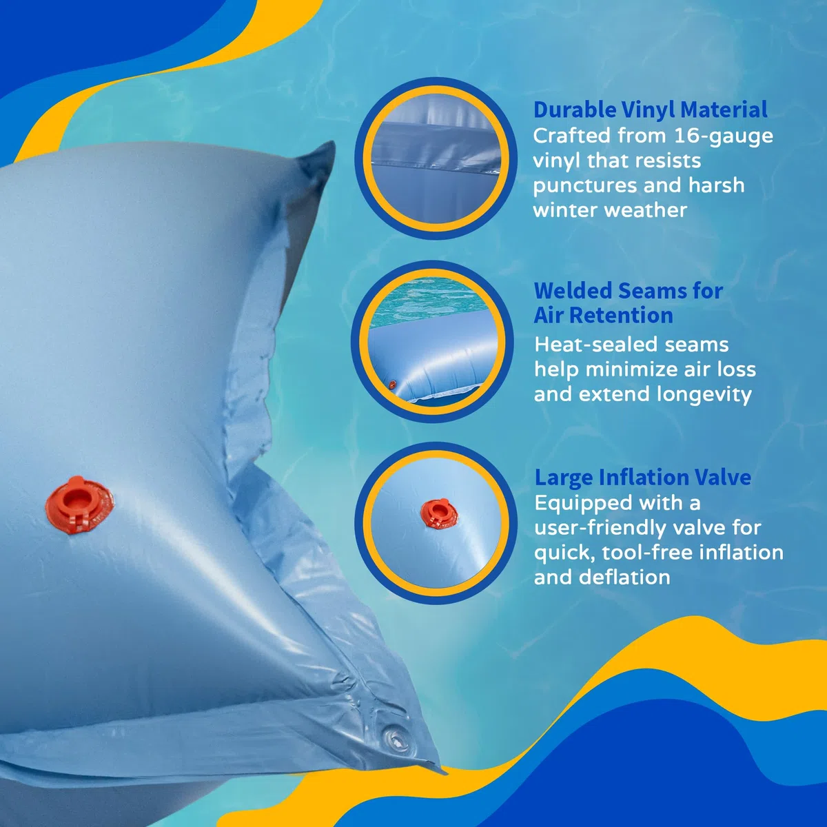 Blue Wave Nadar Tiempo Aire Almohada para Piscina sobre Suelo