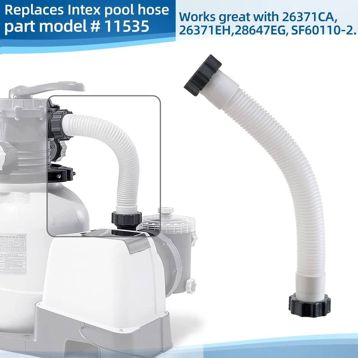 Manguera de Repuesto para Filtro de Piscina, Manguera de Piscina 38 mm,Manguera de Repuesto para Bomba de Piscina,Manguera de repuesto para piscina,adecuada para bomba de filtro y filtro de arena