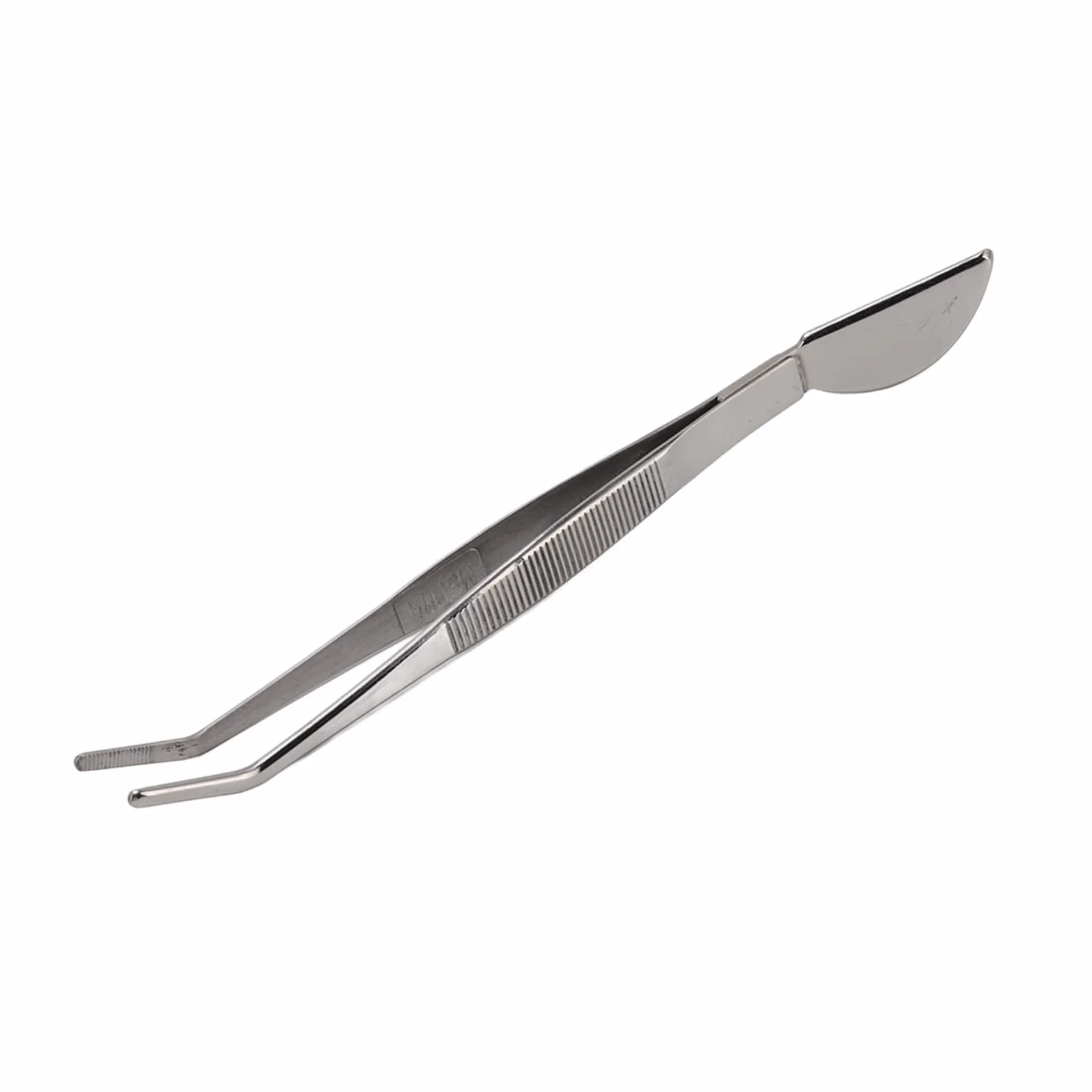 Fdit Pinzas para Bonsái de Acero Inoxidable, Pinzas Largas con Cabeza de Espátula de Luna Creciente Herramienta Profesional para Bonsái Puntas Dentadas Rectas con Espátula(Doblado)