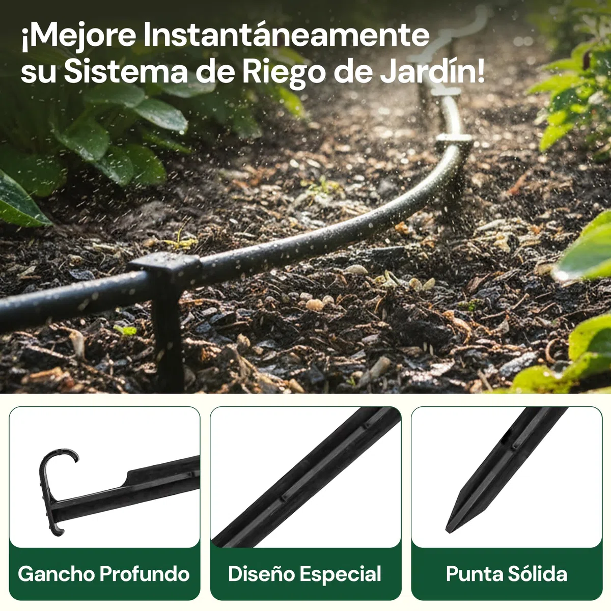GARDENIX® 100 Pieza Anclajes AquaPIN para Manguera de riego para jardín