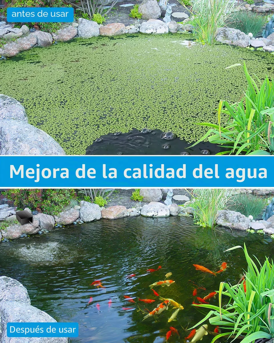 Biling Bomba Solar para Estanque, Aireador Solar para Estanque 2.5W con Batería de 2200 mAh, Aireador Acuario Solar con Tubo de Oxígeno para la circulación del Agua en el jardín