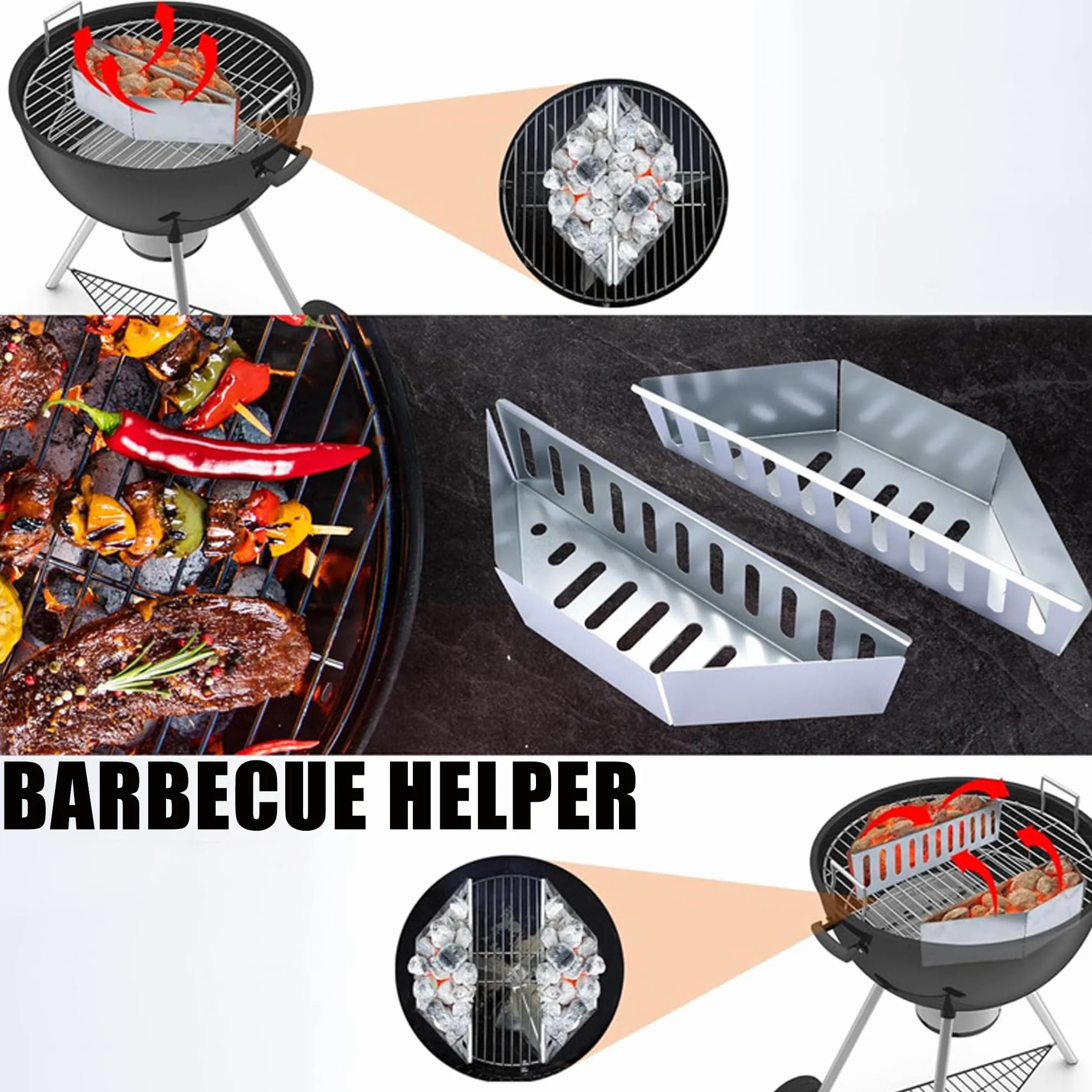 2PCS Cestas Para Carbón, Calor Directo e Indirecto Para Grill Hervidor de 39 cm, Soporte de Combustible de Carbón Para Piezas, Fácil de Limpiar, Se Puede Superponer Para Almacenar