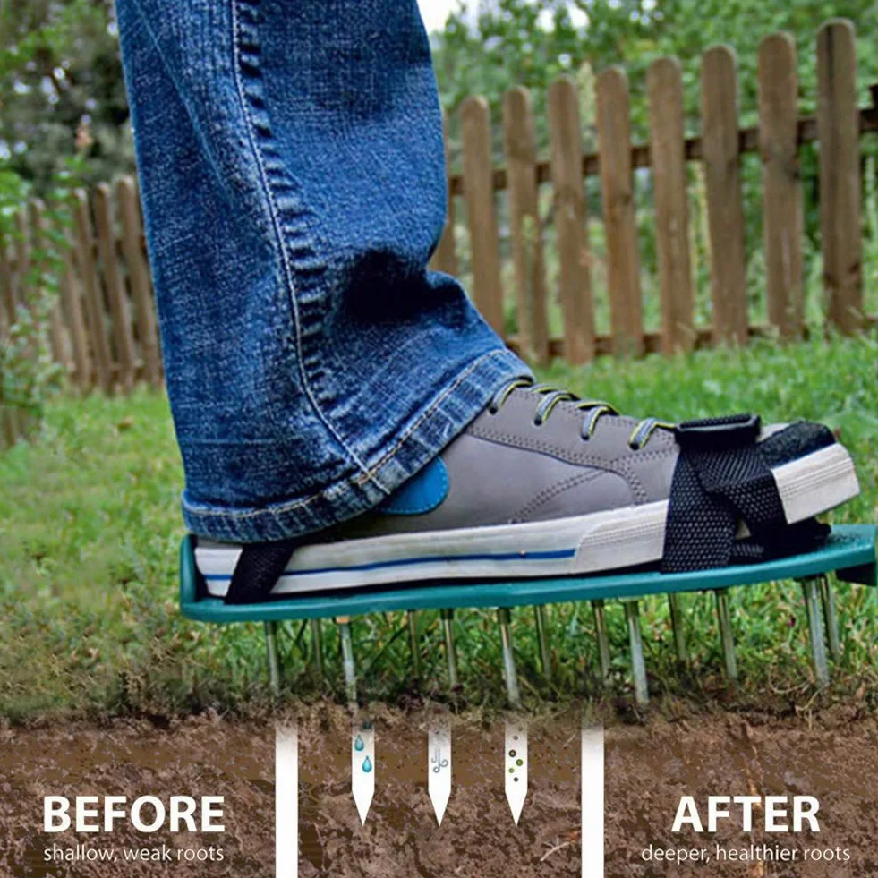 GOTOTOP Lawn Aireador Sandalias, Heavy Duty Spiked Hierba Lawn Sandalias, adjudtable airing Lawn Sandalias, 30 * 13 cm, para la ventilación su Césped