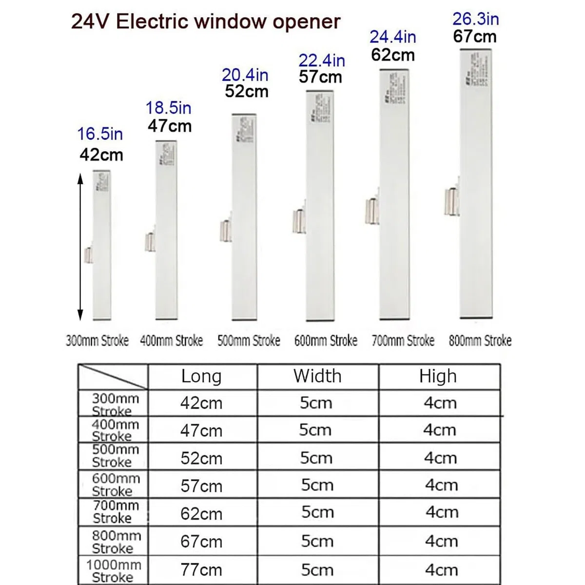 Abreventanas automático, abridor eléctrico de ventana de cadena con mando a distancia e interruptor de pared, apto para ventanas de techo e invernaderos, rango de viaje de 300 mm a 800 mm