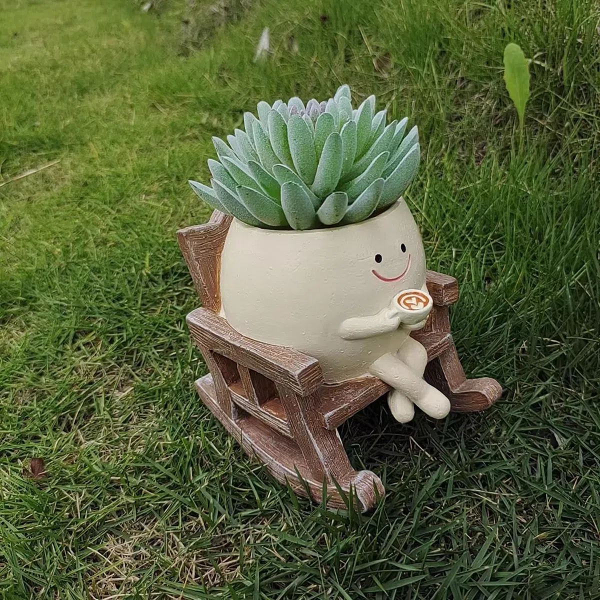 Macetas de Cara Sonriente Macetero Caras Sonrientes con Agujeros de Drenaje Maceta Portátil para Suculentas para Hogar Jardín Terraza (03)
