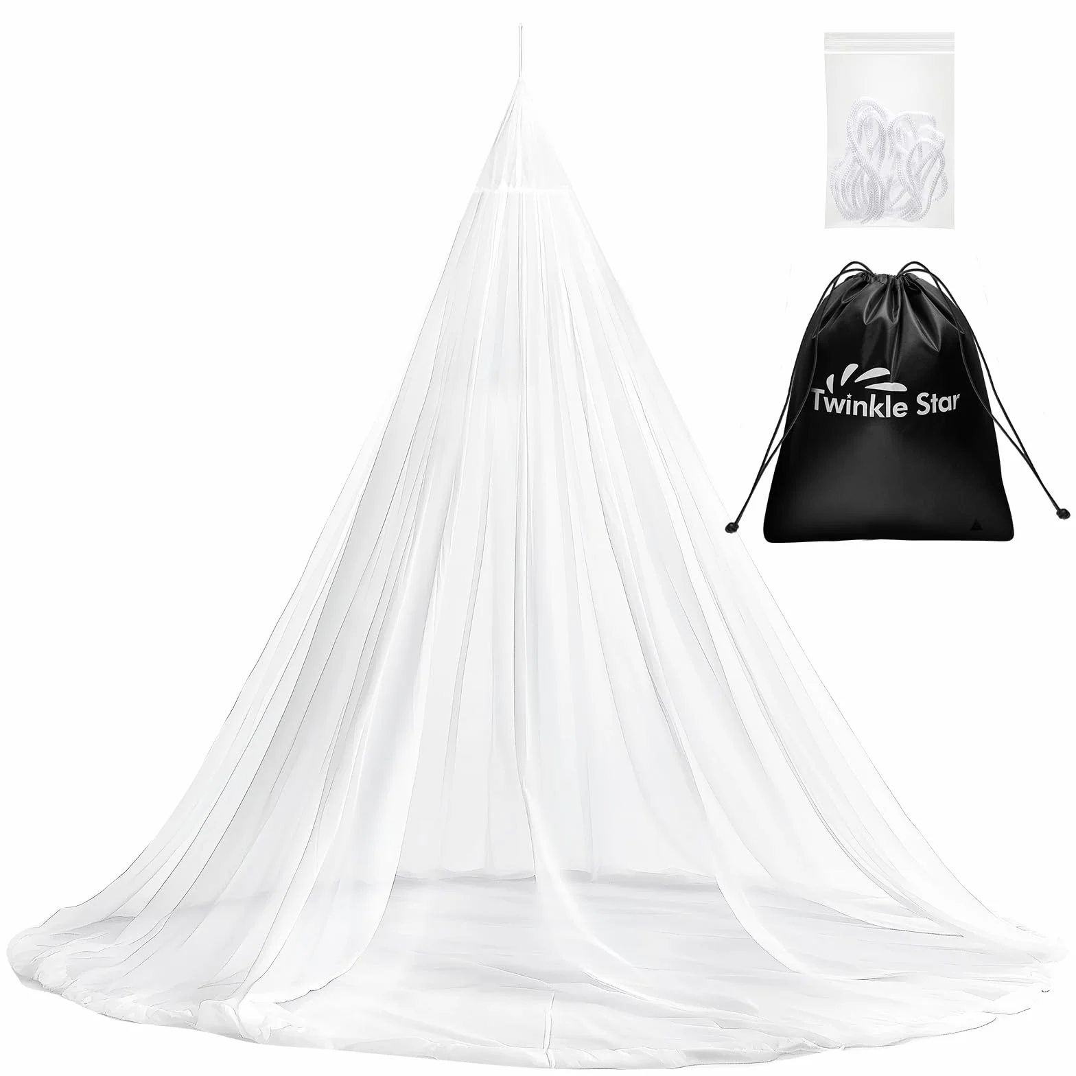Mosquitera de viaje con bolsa de viaje y cuerda para colgar, diseño de apertura, 2,2 m de altura, 12 m de circunferencia, cama doble individual para exteriores