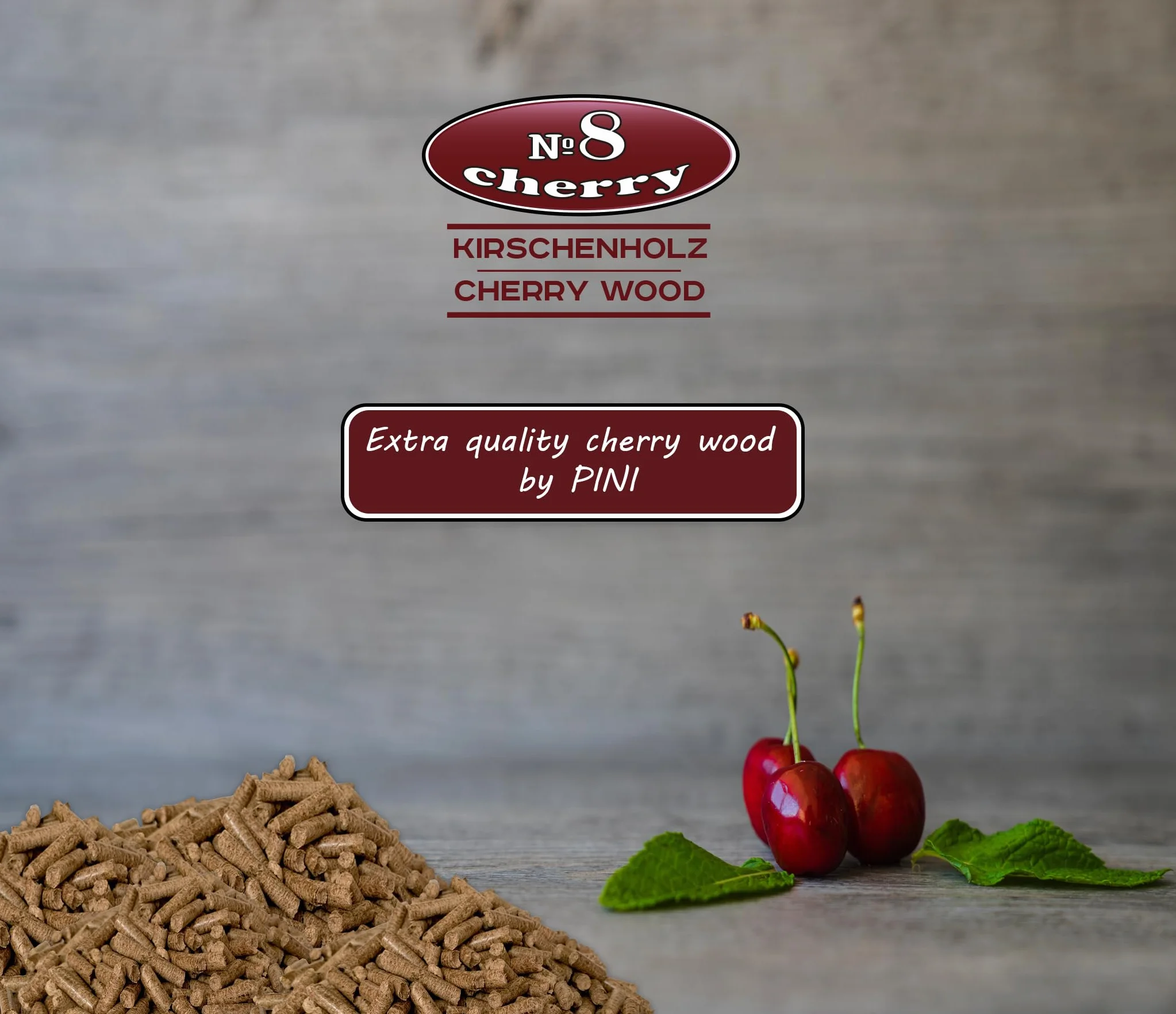 PINI Pellets № 8 Cereza 1,5 kg BBQ Pellets de madera dura para asar ahumar