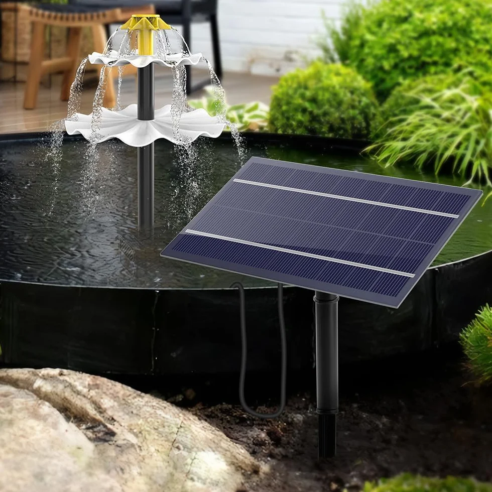 Bomba De Agua Solar para Estanque, Fuente De Agua Decorativa, Fuente Solar Jardin Exterior, Bomba Solar para Fuente De Agua, Bomba Agua con Panel Solar Terraza Jardín Cascada Baño De Pájaros (4W)