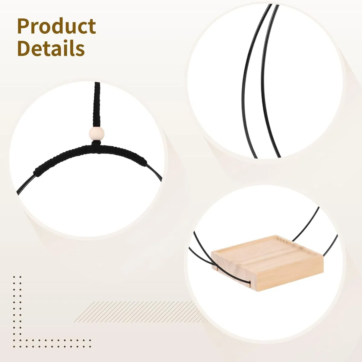 2 Macetas Colgantes de Macramé con Base de Madera Set de 2 Piezas, Colgadores Dorados para Plantas, Maceta Colgante para Interiores y Exteriores, Gancho Incluido