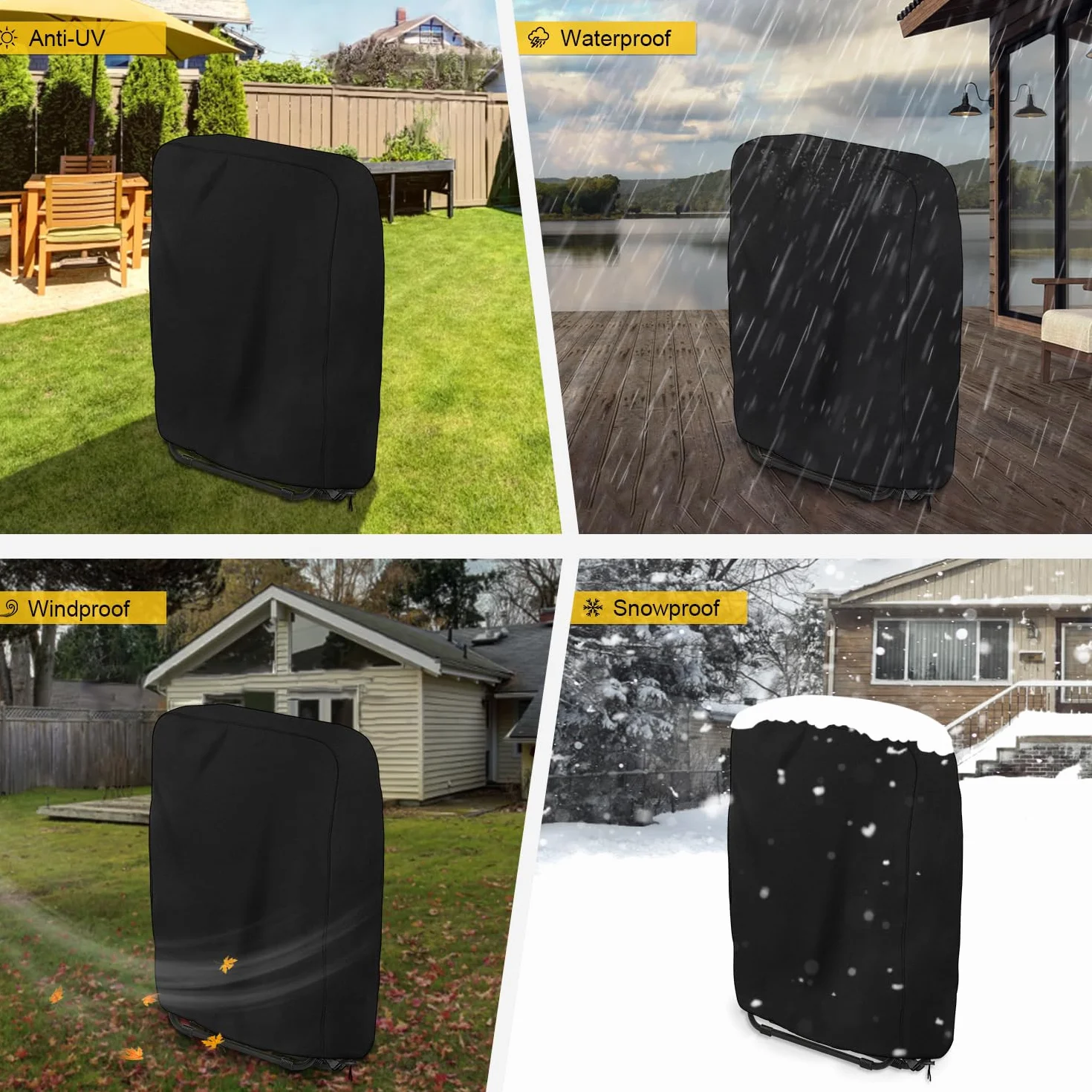 Dokon 2 Piezas Funda para Sillas Plegables de Jardín Impermeable Funda Protectora Tumbona Plegable Exterior con Salidas de Aire, Anti Viento, Anti UV, Tela Oxford 420D Cubierta Silla (110x71cm)