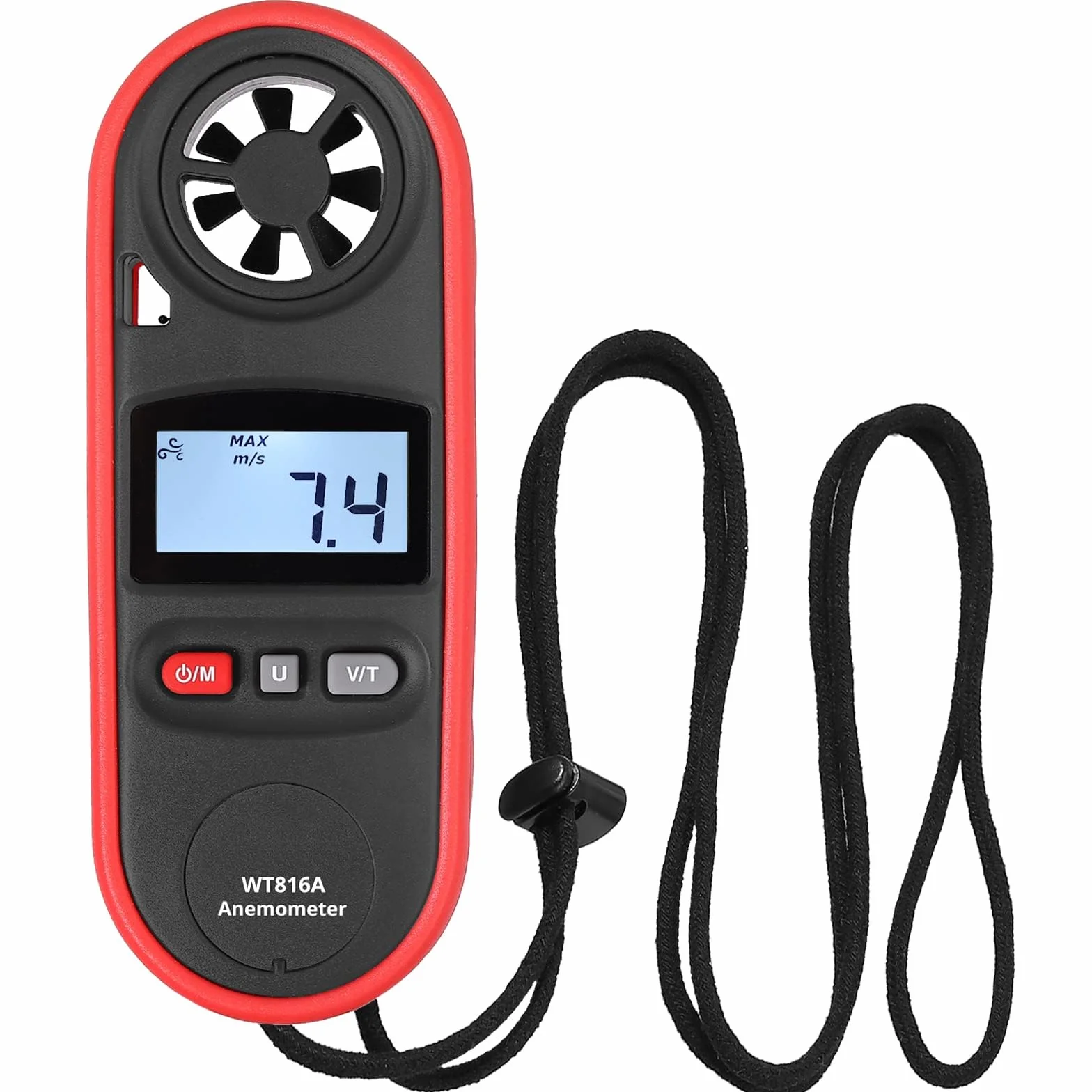 JUSTOOL Anemómetro Digital Impermeable 3Modos 6Unidades Medidor de Velocidad del Viento Velocidad de Flujo de Aire con Temperatura Anemometro de Mano para RC Drones Helicóptero Surf Volada de Cometas