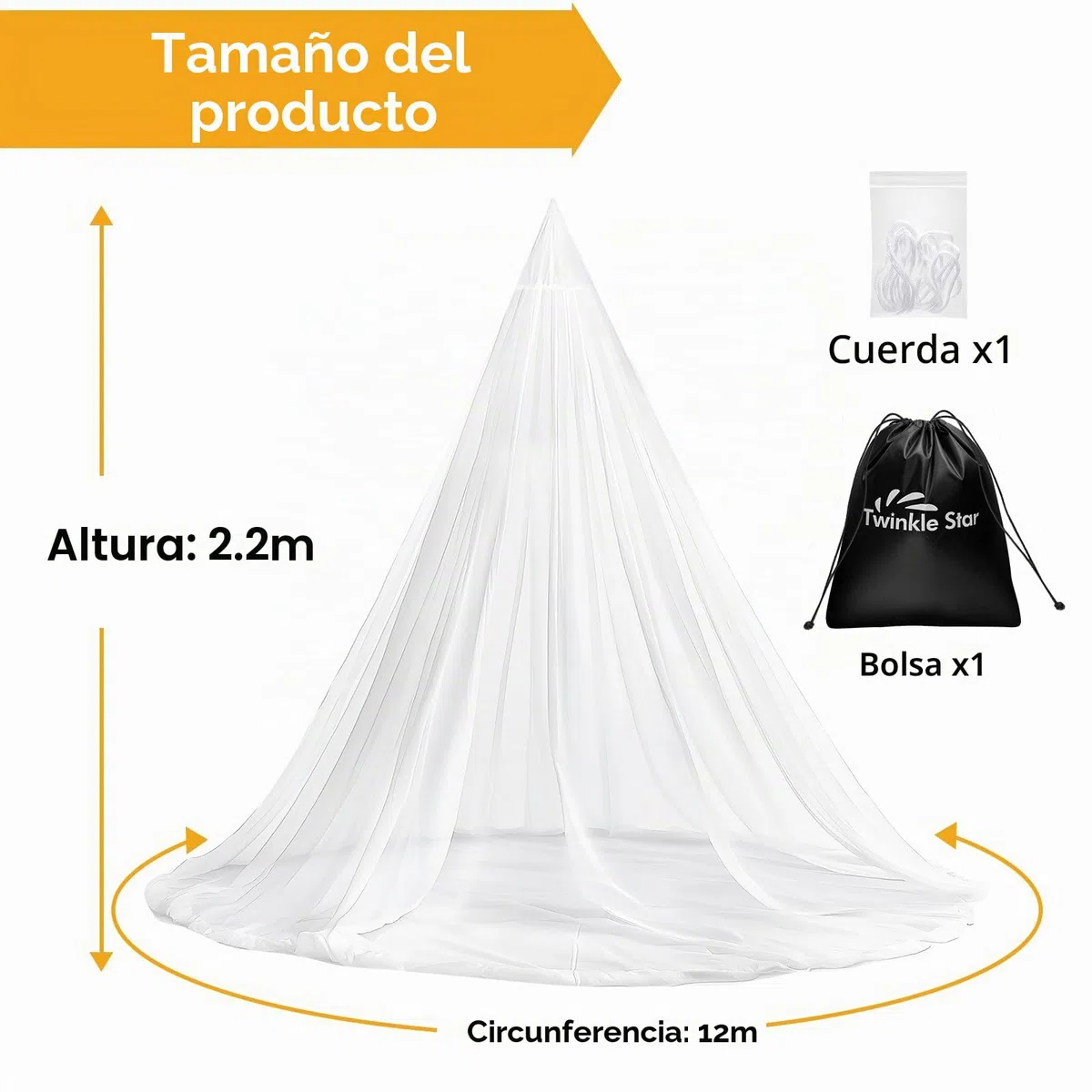 Mosquitera de viaje con bolsa de viaje y cuerda para colgar, diseño de apertura, 2,2 m de altura, 12 m de circunferencia, cama doble individual para exteriores