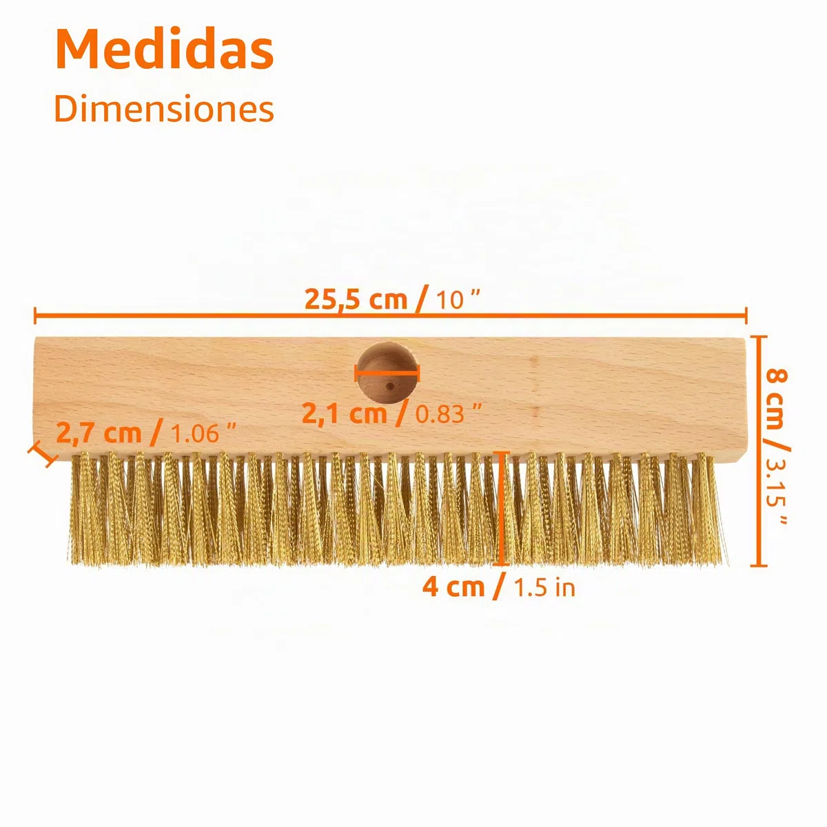 ECENCE Cepillo de Alambre para Limpieza de hornos de Pizza, barbacoas y hornos de leña, con cerdas de latón onduladas, Cepillo de Horno de Pizza para Eliminar hollín y Suciedad