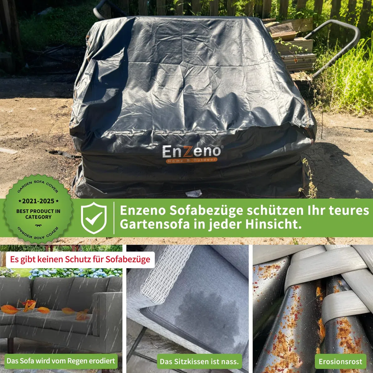 Enzeno Funda para Banco de palés, 160 x 85 x 71/61 cm, para sofá de 3 plazas, Funda Protectora de ratán, Funda para Muebles de jardín, Cubierta Impermeable de Tejido Oxford 420D