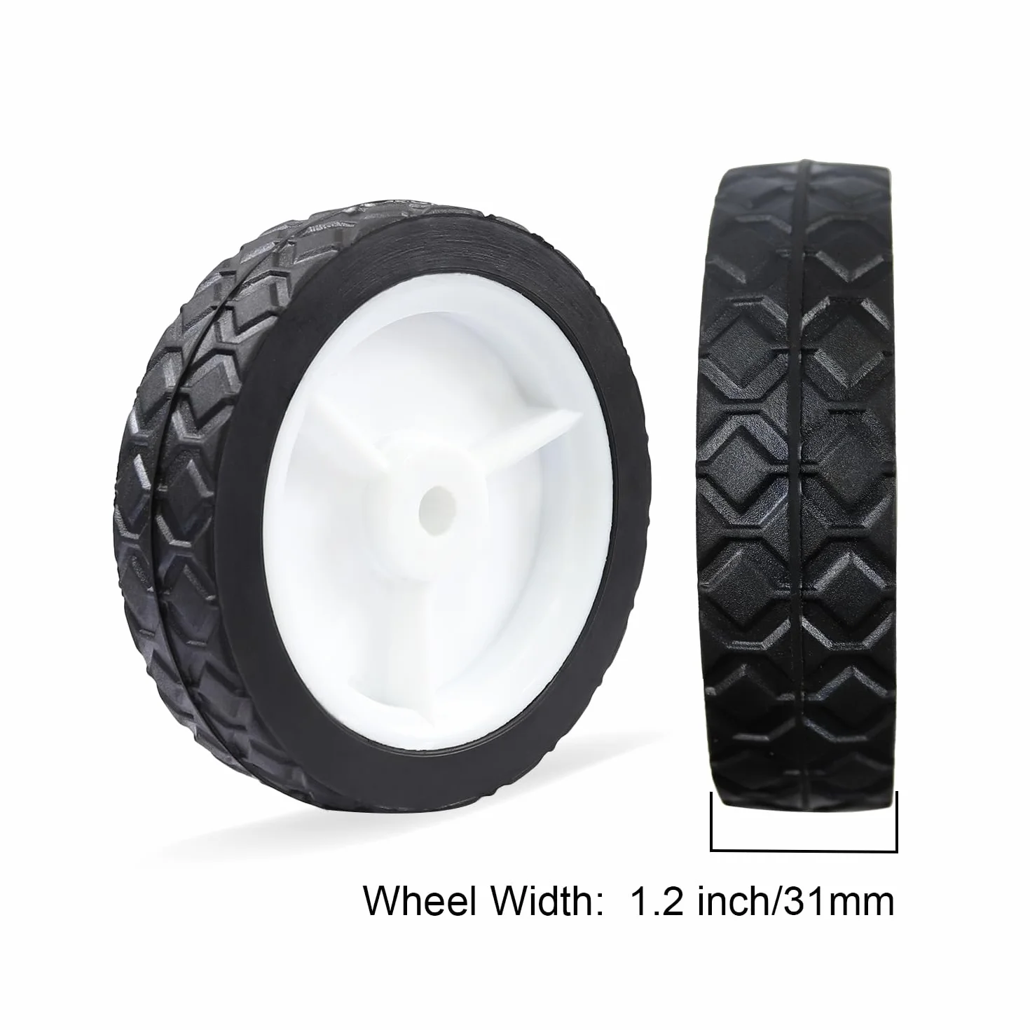 2x Rueda de goma universal, rueda de repuesto 125mm por cochecito, diámetro del agujero del eje 10.0mm