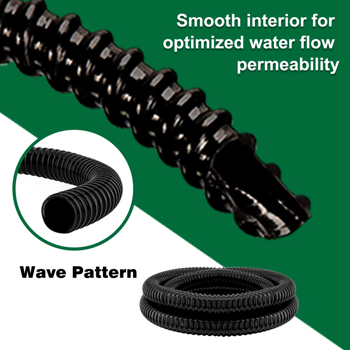 Manguera de aspiración de 25 mm en espiral, flexible, PVC, fácil instalación y ocultación para estanques, juegos de agua, estanques de jardín, cascadas, filtros y más (25 mm de diámetro x