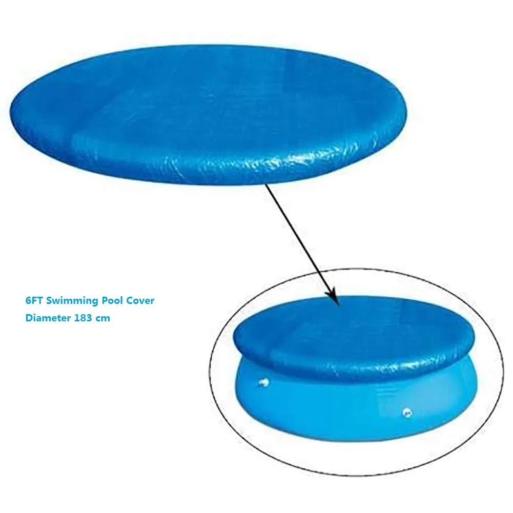 Ostop Cubierta para Piscina Redonda Diámetro 183 cm, Lona Inflable PVC Cubierta de Piscina Impermeable Antipolvo Prueba De Polvo y Viento,Bloquear Las Hojas Paño de la Piscina con Amarres de Cuerda