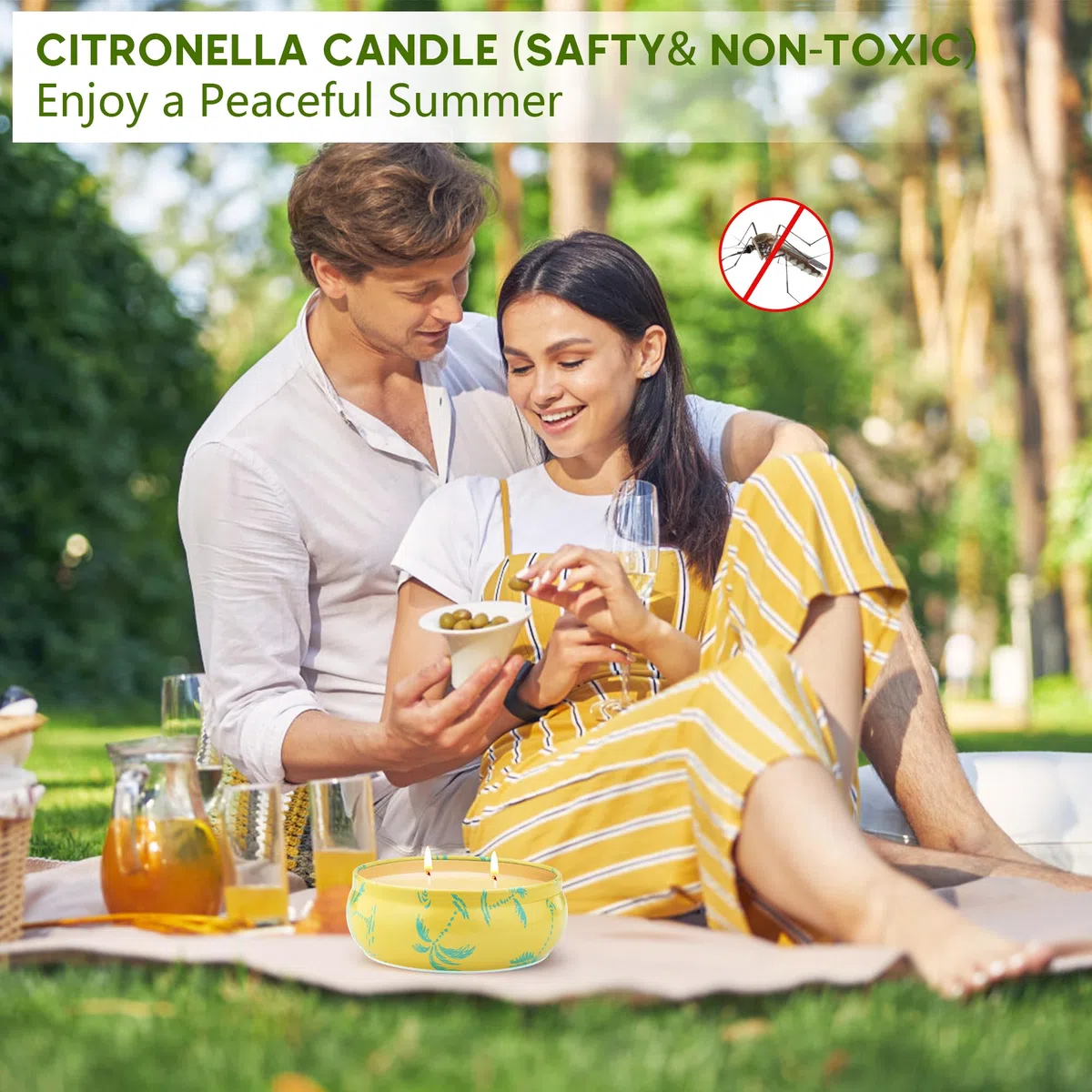 Velas de citronela para exteriores, tamaño grande, 4 x 180 g, cera de soja, 250 horas de combustión, 2 mechas, para jardín, terraza y pícnic, juegos de regalo