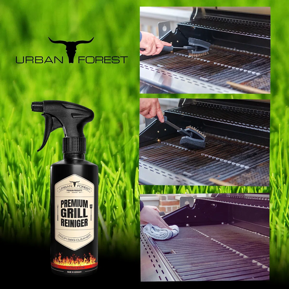 Urban Forest - Limpiador de horno Extrem y gel de limpieza para parrillas, como limpiador potente, elimina la resina de humo, para hierro fundido y ollas de hierro fundido, 500 ml