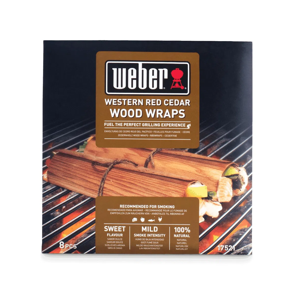Weber Envolturas de Cedro Rojo del Pacífico para ahumar (Paquete de 8), delgadas y finas de madera de cedro, para envolver alimentos, aromas ligeros de humo, 100% madera natural (17521)
