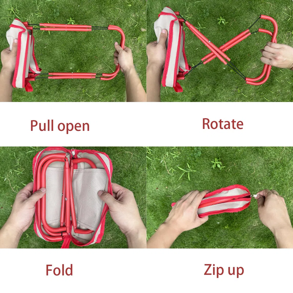 Taburete Plegable Silla Camping Portatil Sillas - 1 Unidad, Rojo, Plegables Ligera Taburetes, Apto para Todo Tipo Actividades Aire Libre, como Acampadas, Senderismo, Pesca Fiestas la Playa