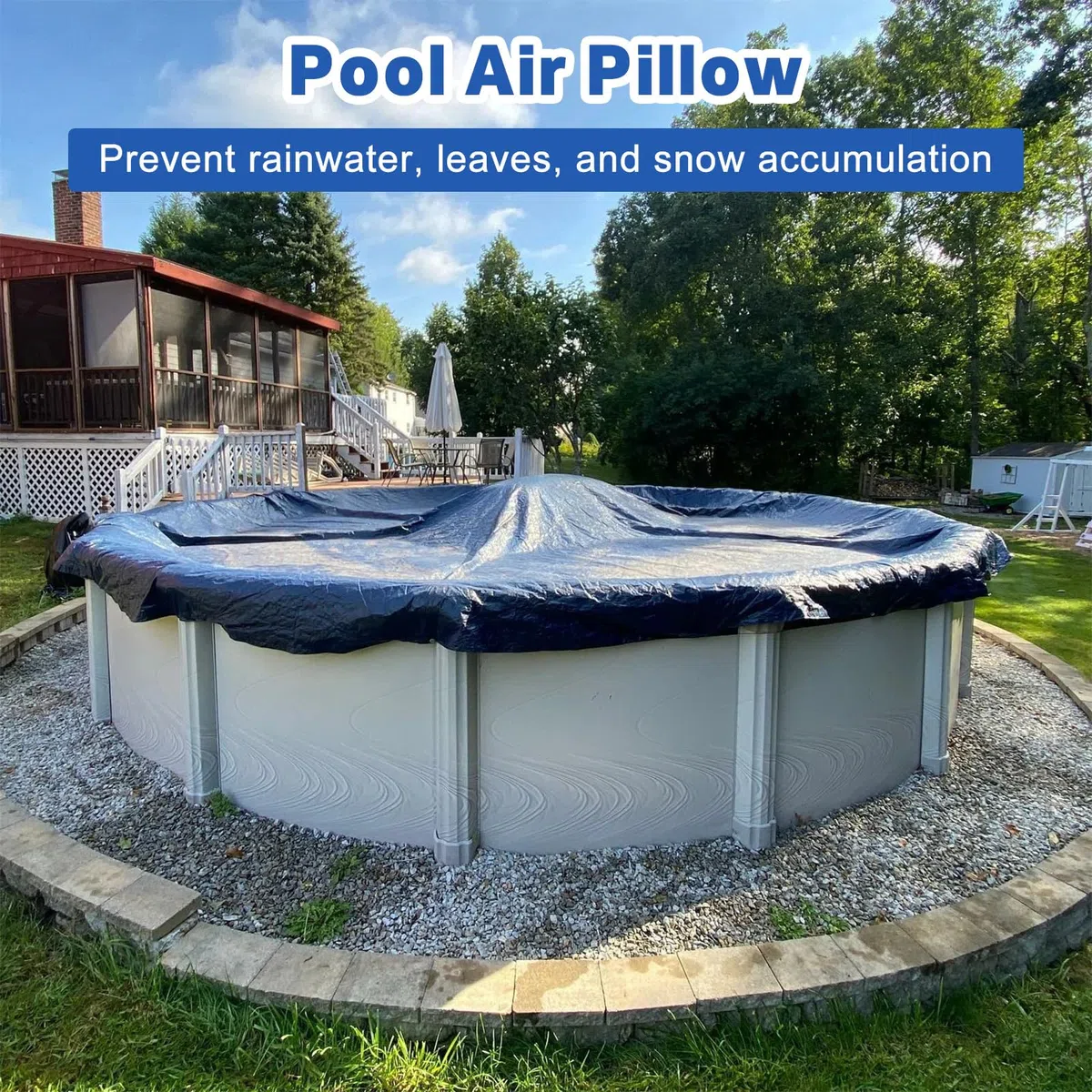 LangRay Cojín de Piscina Invierno Redondo, 120 x 120 cm, Cojín de Aire para Piscina Invernación, Accesorio para Cubierta de Piscina, Cojín de Invierno Portátil Inflable para Piscina (1pc)