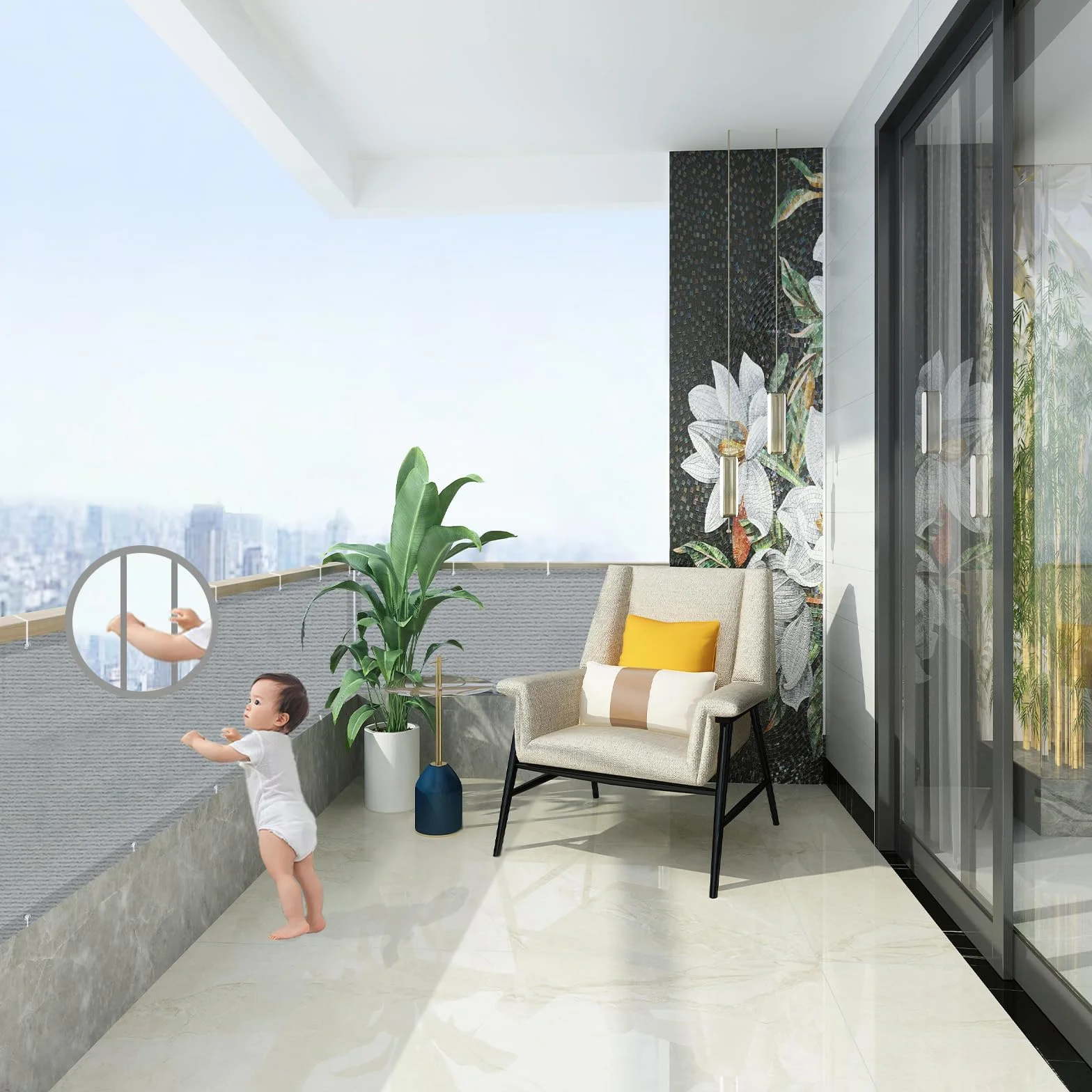 AXT SHADE Pantalla Privacidad Balcón 80x500cm HDPE Ocultacion Balcon Protección Viento y Los Rayos UV con Ataduras de Cables para Exterior Terraza-Gris Claro