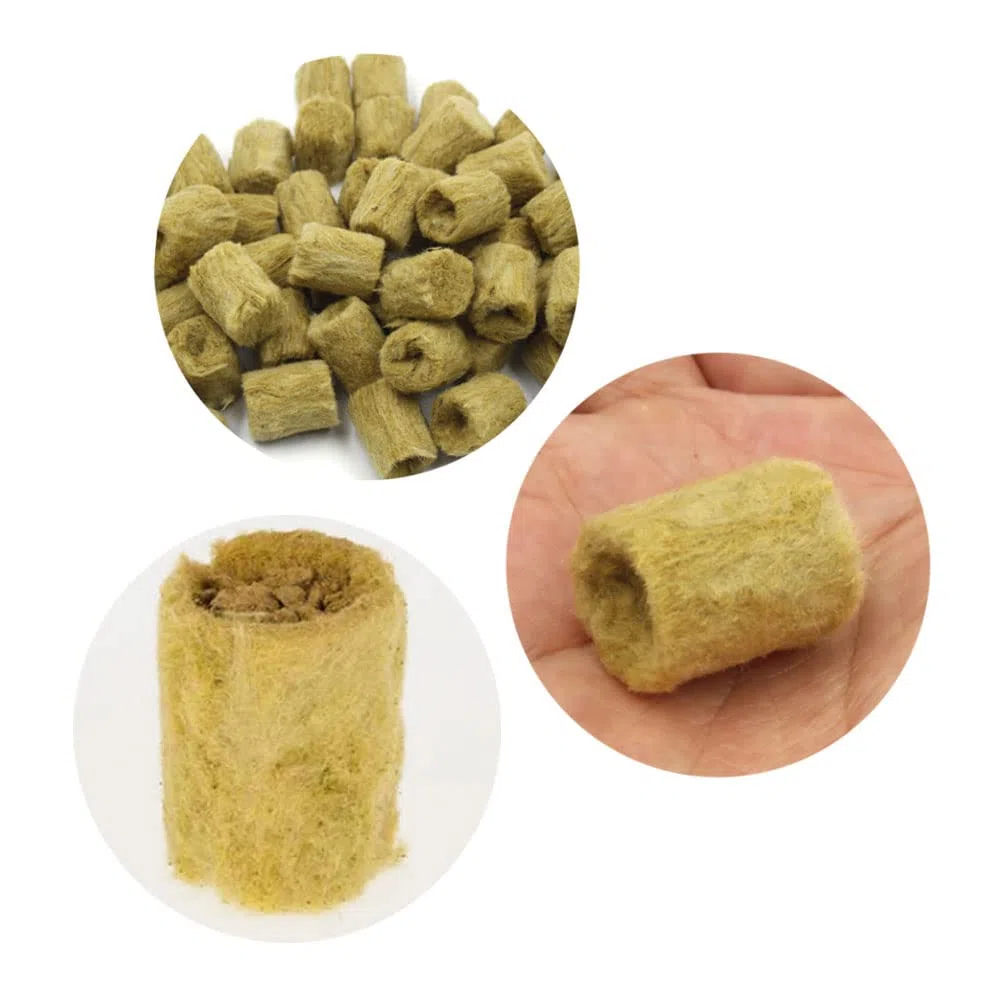 Cubo de Lana de Roca sin Suelo 50 Piezas Cubos de Cultivo Hidropónicos Bloque de Lana de Roca Plántulas HidropóNicas Tapones Agrícola Rockwool Cilíndrico Cubos de Lana de Roca Propagación