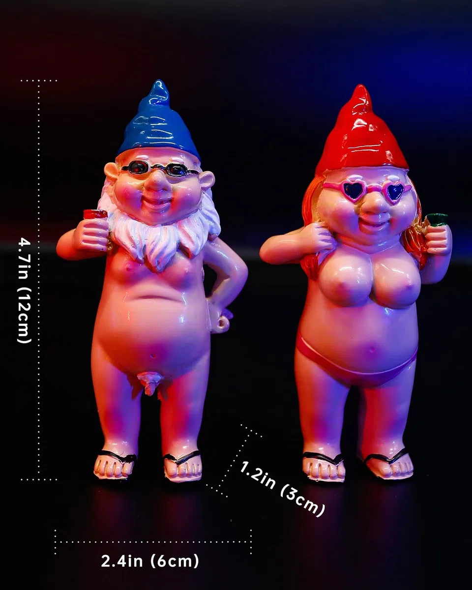 Gnomos de Jardín Divertidos, 2 Unidades, Adornos al Aire Libre, Estatua de Gnomo Travieso, Regalos Groseros