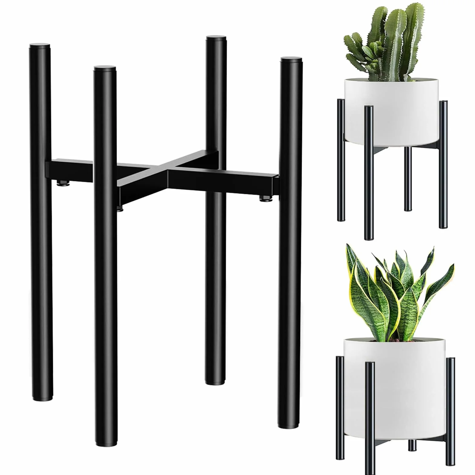 Soporte Ajustable para Plantas, Soporte para Plantas, Macetas Interior, 21 cm-35 cm, Metal Taburete, Moderno Soporte para Macetas para uso Interior y Exterior