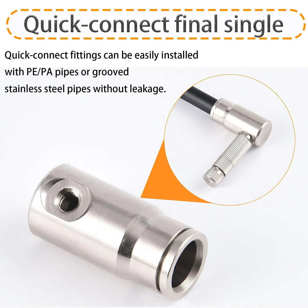 Manguera de nebulización de alta presión de 9,5mm, conector rápido, boquilla de nebulización, adaptador de Metal, tapón final de tubo de riego 2 piezas Quick-connect final single