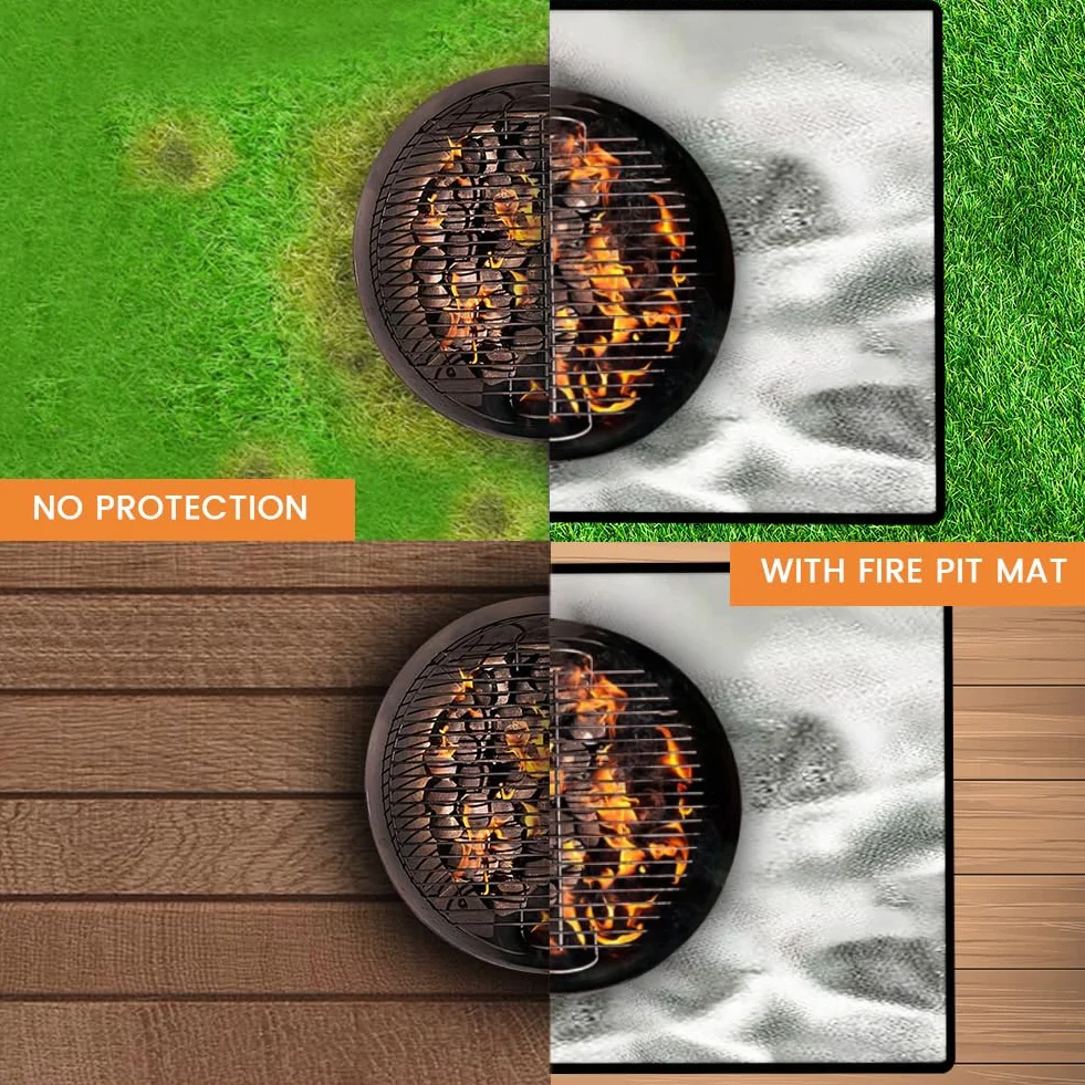 flintronic Alfombrilla para Fogatas, 100 * 100cm Alfombrilla Ignífuga Protectora, Tapete Cuadrado Plegable Ignífugo, para Barbacoa Exterior, Hoguera, Terraza, Césped