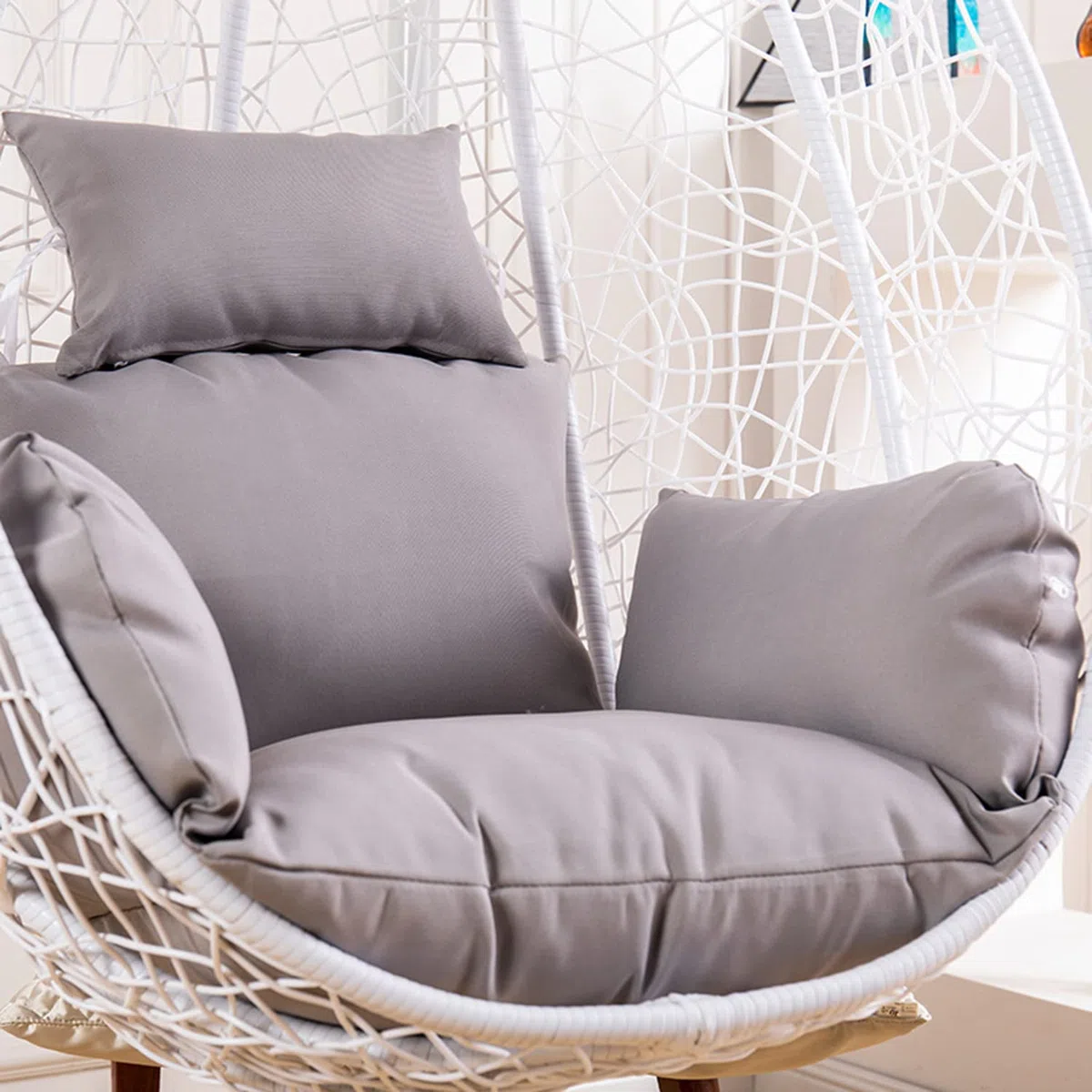 Earnmore Cojín para Silla de Columpio, Cesta Colgante, Cojines para Silla de Huevo, Funda para Cesta Colgante, Funda de Repuesto para cojín de Asiento, sin Relleno-Grey