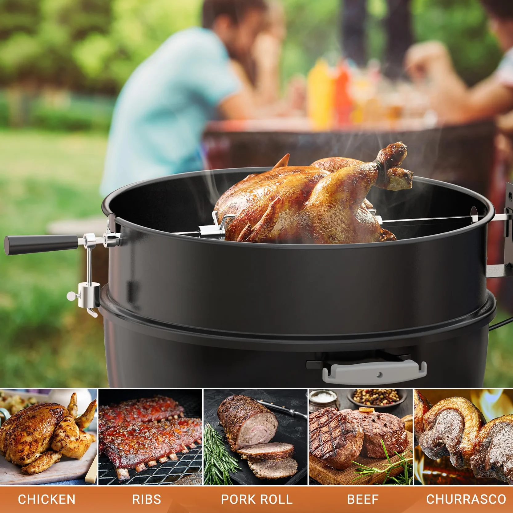 Onlyfire 6008 Agujas de Carne para la Barbacoa, Tenedor para diámetro de brochetas para Parrilla: Aprox. 1 de 10 mm, 2 Unidades, Cromado