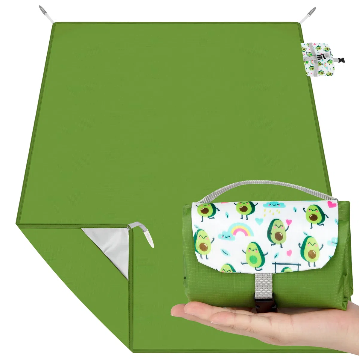 Kiiwah Manta de Picnic 200 x 150 cm, Ligero y Portátil Manta Playa Camping Impermeable Suelo Plegable Picnic Blanket con Clavos Rectificados para Familias y Amigos Que Acampan, Hacen y Viajan