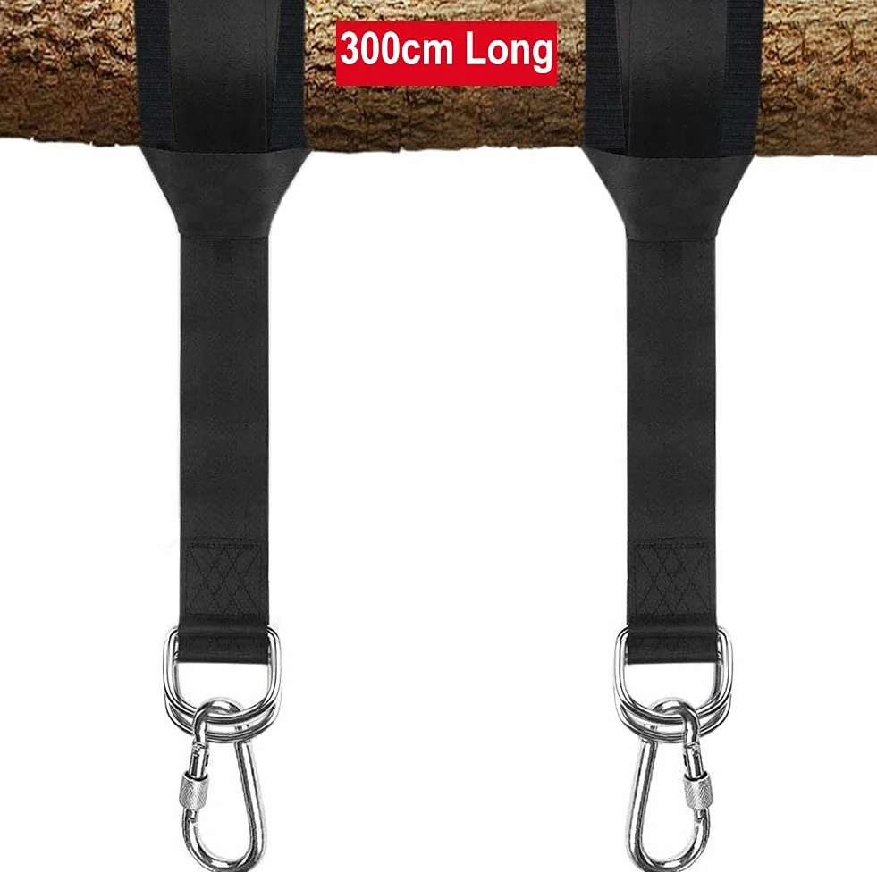 Correas Hamacas para Exteriores-2x300 cm Soporta Hasta 1000 kg Correas de Columpio con Mosquetón de Seguridad Cojines de Protección de Arboles, Accesorios de Hamaca para Hamacas Columpios Yoga