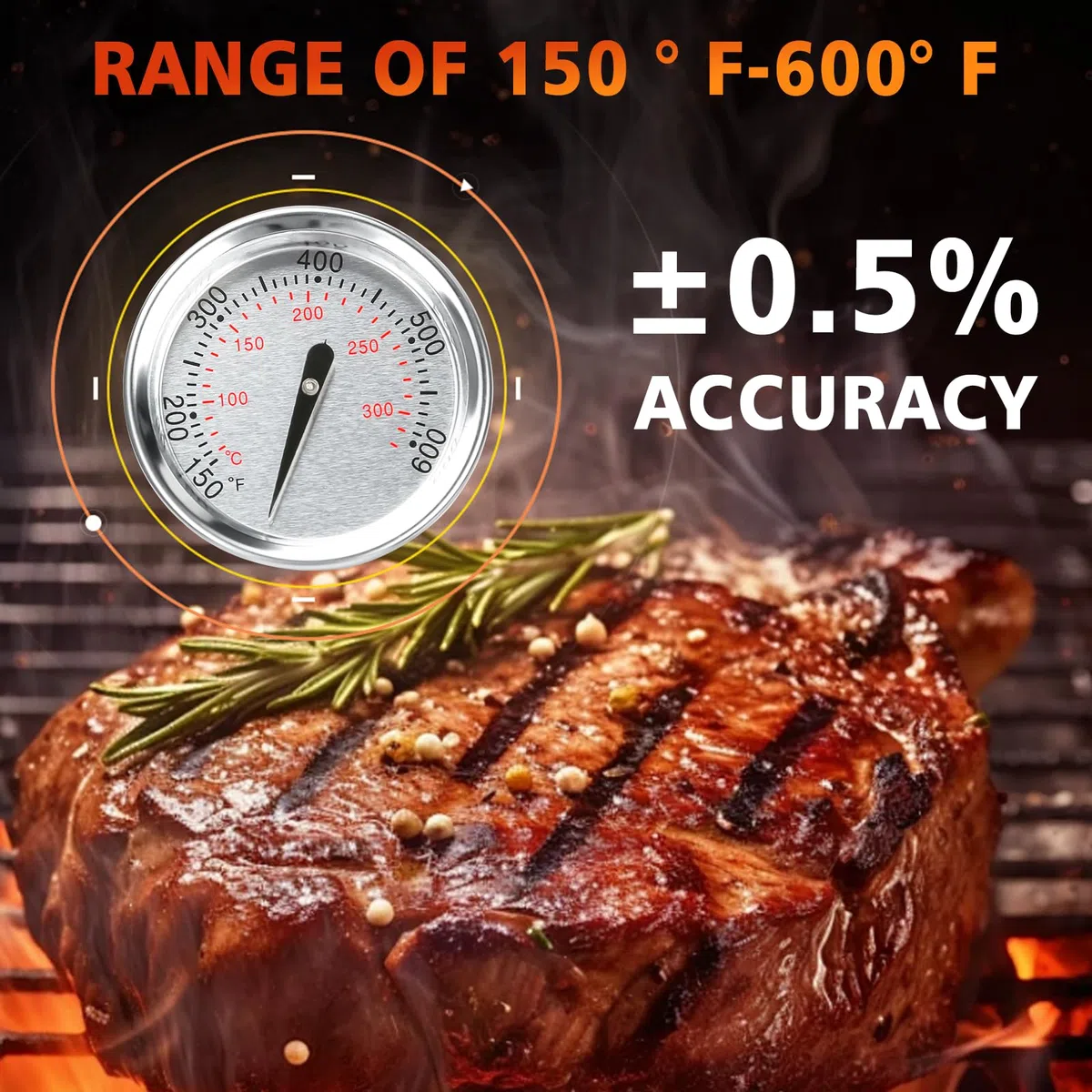 Denmay Termómetro para barbacoa de repuesto para medidor de temperatura Weber (para Weber Spirit 200 y 300 grills)