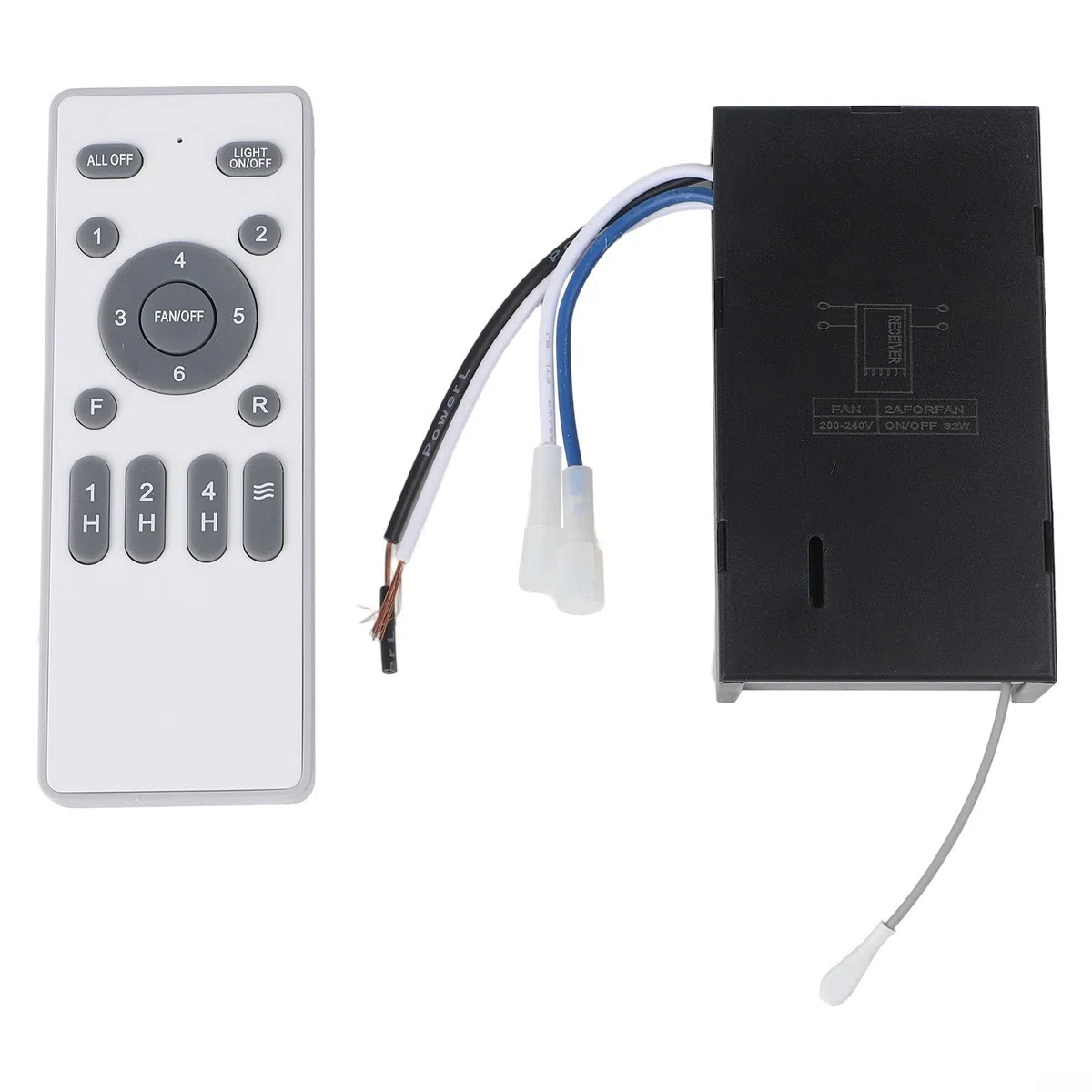 1 mando a distancia + receptor lámpara ventilador de techo dormitorio (A)