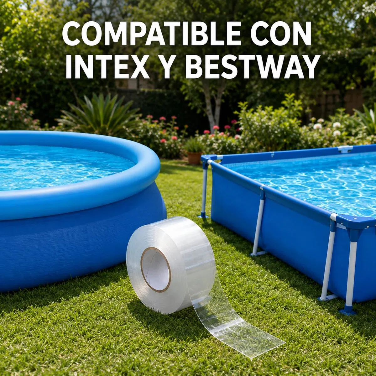 Parches Piscina Bajo Agua – Kit Reparación Piscina 10x150cm, Cinta Adhesiva Impermeable PVC Flexible, Parche Liner Piscina, Reparación Lona Piscina, Colchones Hinchables