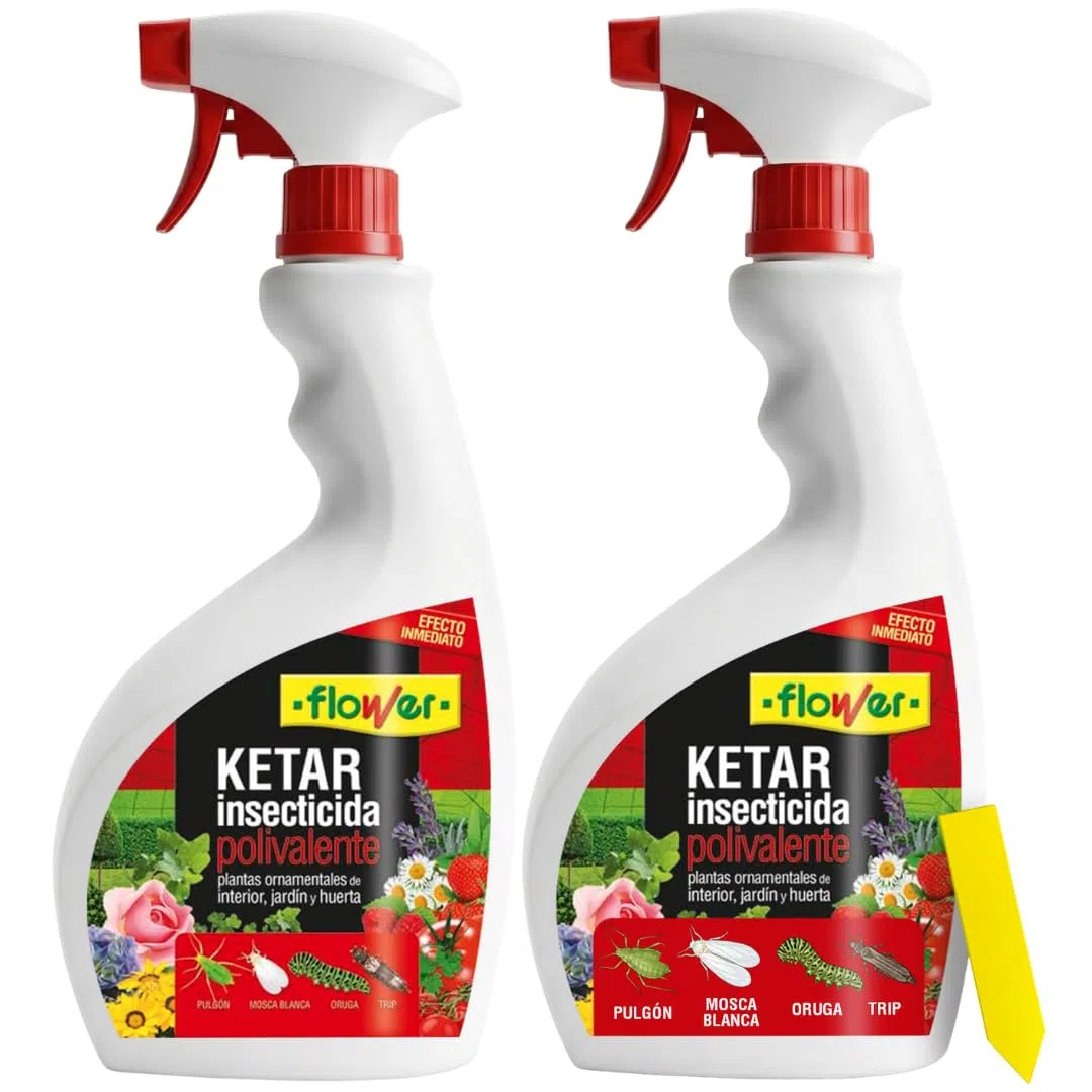 Flower x2 Insecticida Polivalente Pulgon, Mosca Blanca, Orugas, Cochinilla 750 ml | 21 Dias Proteccion Anti Insectos | Efecto Choque Interior y Exterior | Listo Usar | Todo Tipo Plantas y Cultivos