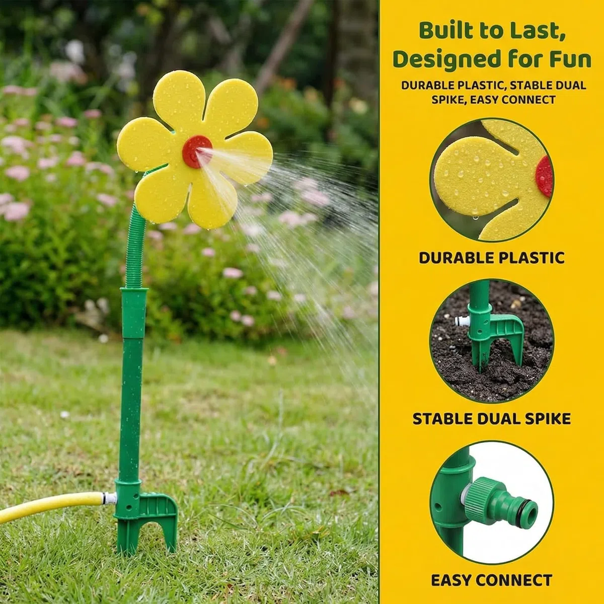 Crazy Daisy Sprinkler for Yard Watering and Kids Playing, 360° Rotating Dancing Flower Water Sprinkler, Fun Irrigation Tools with Durable Plastic Base for Dogs and Garden Irrigation (White)