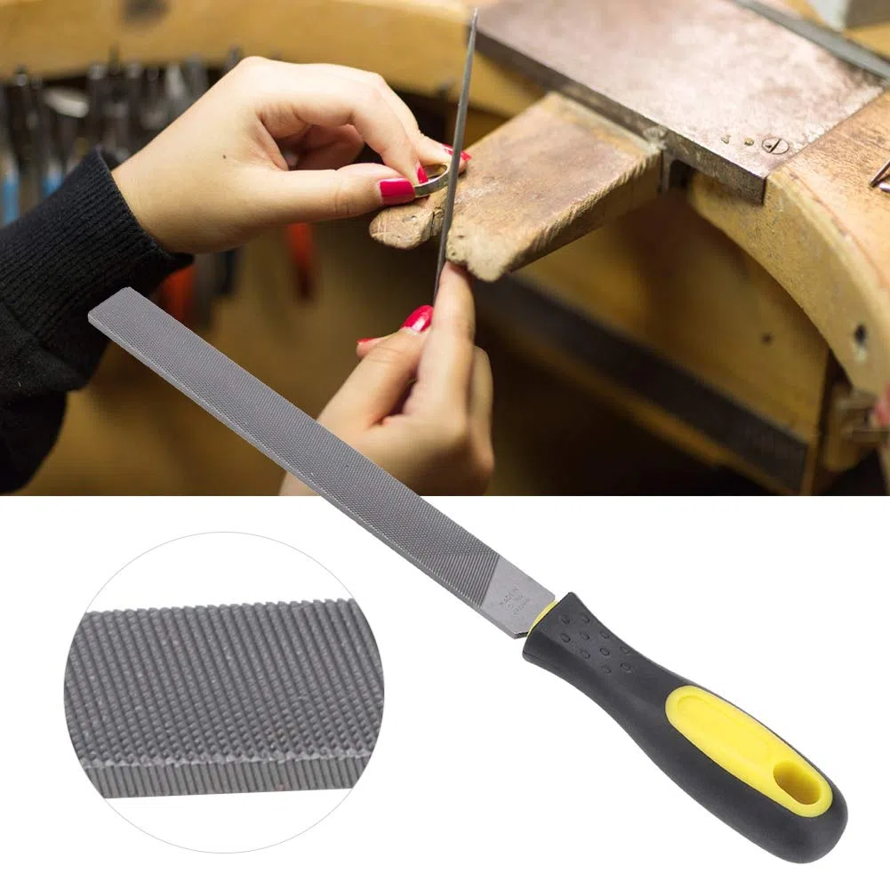 Lima Plana Grande de 8 Pulgadas, Herramienta de Afilado Manual, Herramienta de Afilado, Hoja de Molienda de Acero con Mango para Afilar Cuchillos, Hacha, Hacha de Metal(Dientes Gruesos)