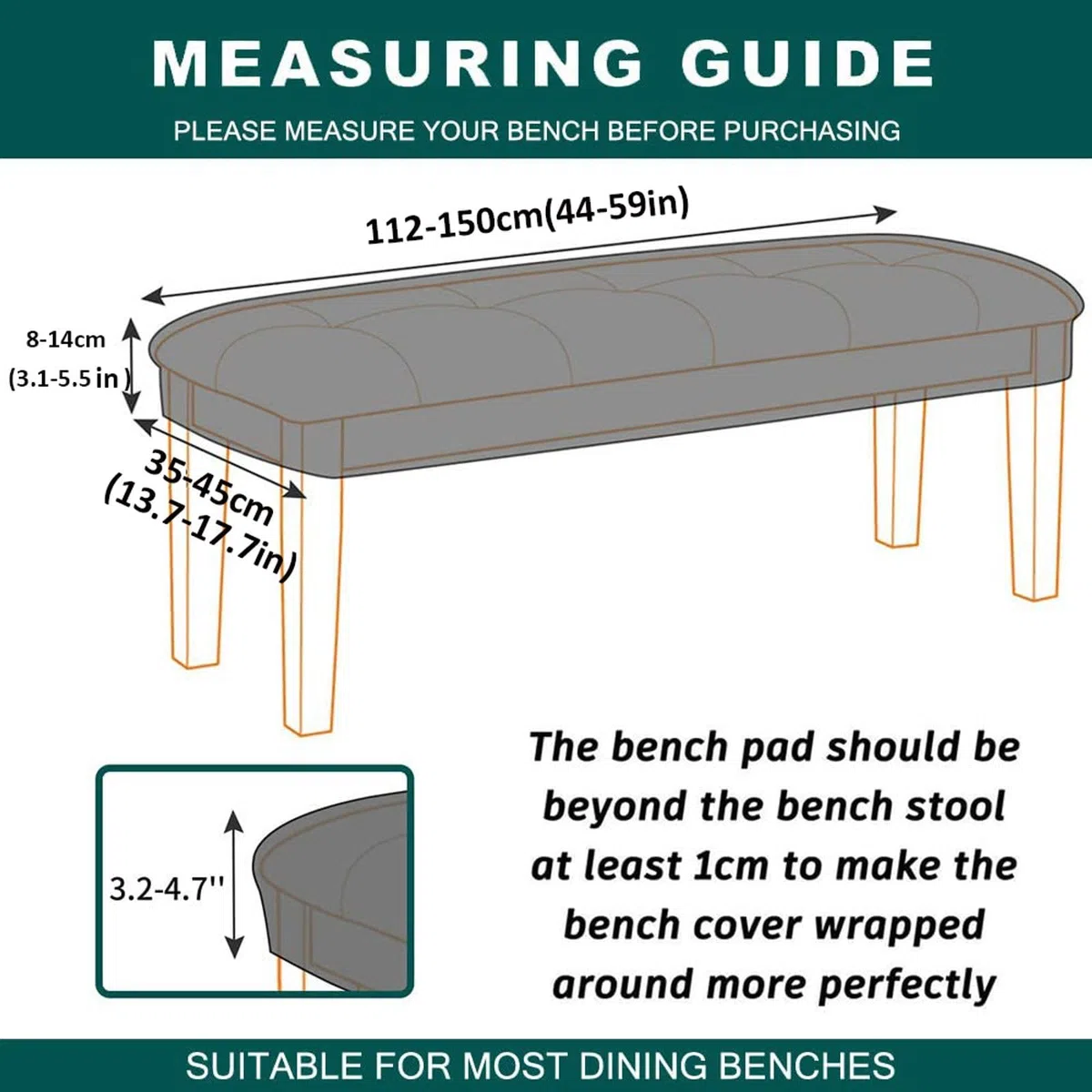 Terciopelo Cubierta De Banco Elástica, Antideslizante Suave Funda De Banco Extraíble Lavable Protector De Muebles para Sala De Estar, Cocina, Dormitorio-Blanco-Universal